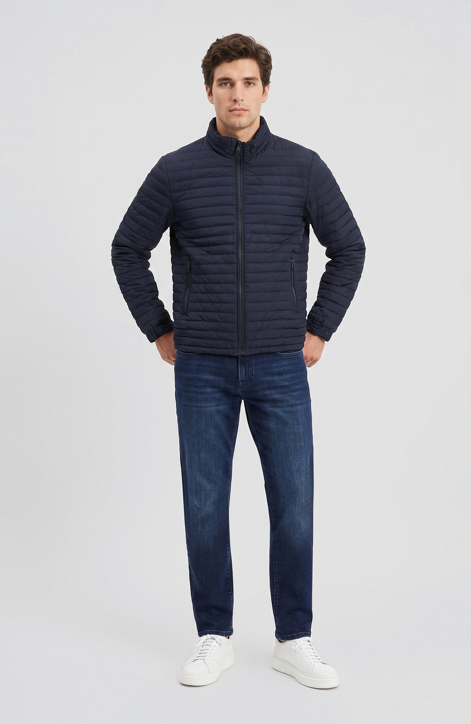 Lacivert Puffer Mont