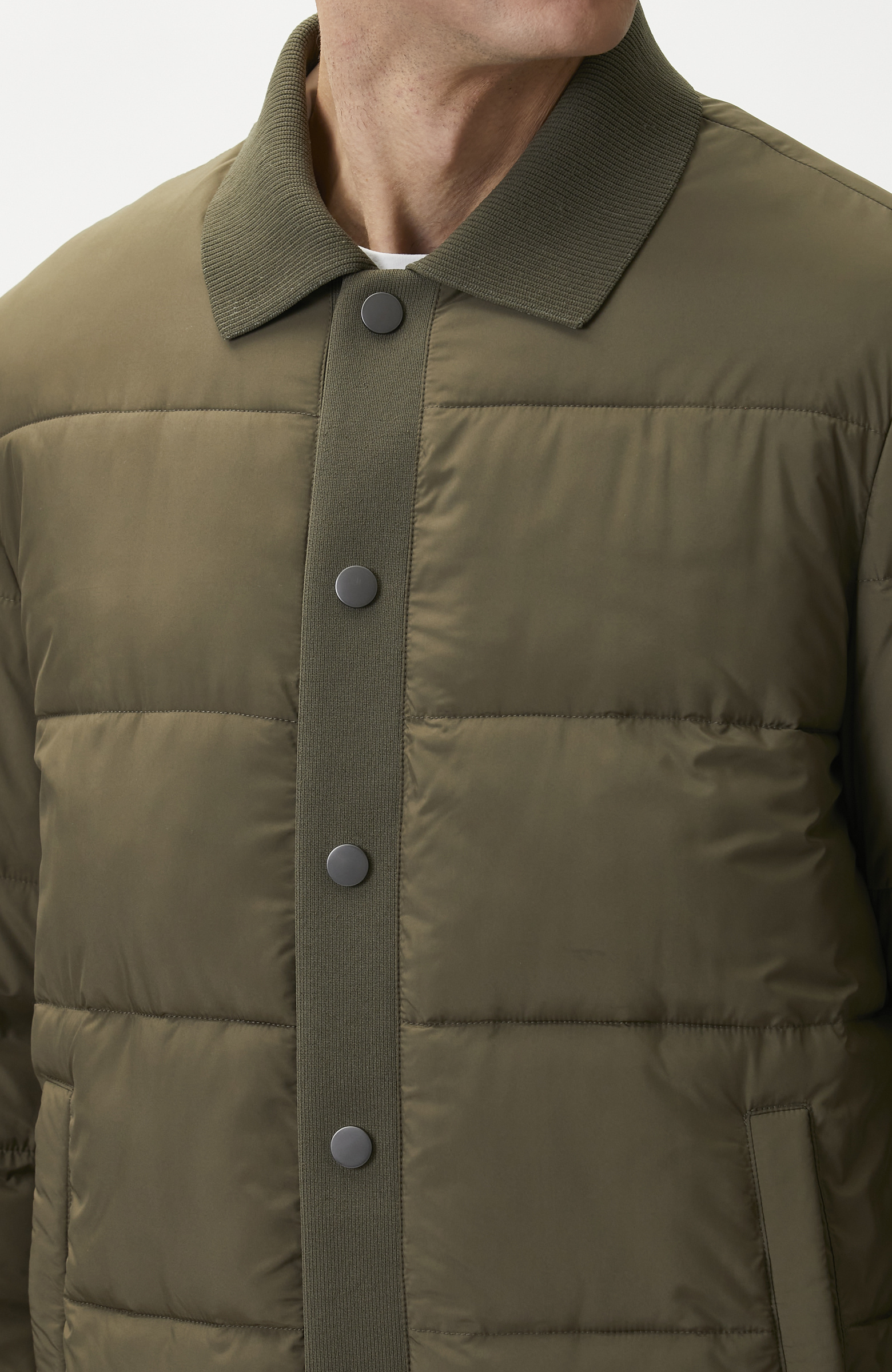 Haki Polo Yaka Çıtçıtlı Mont