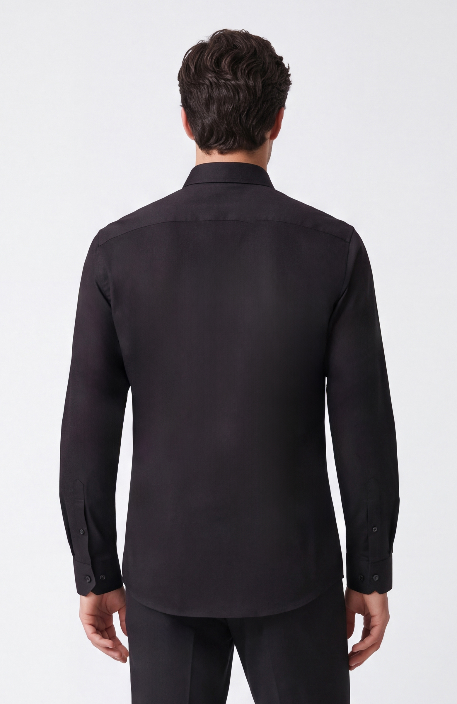 Non-Iron Siyah Saten Gömlek
