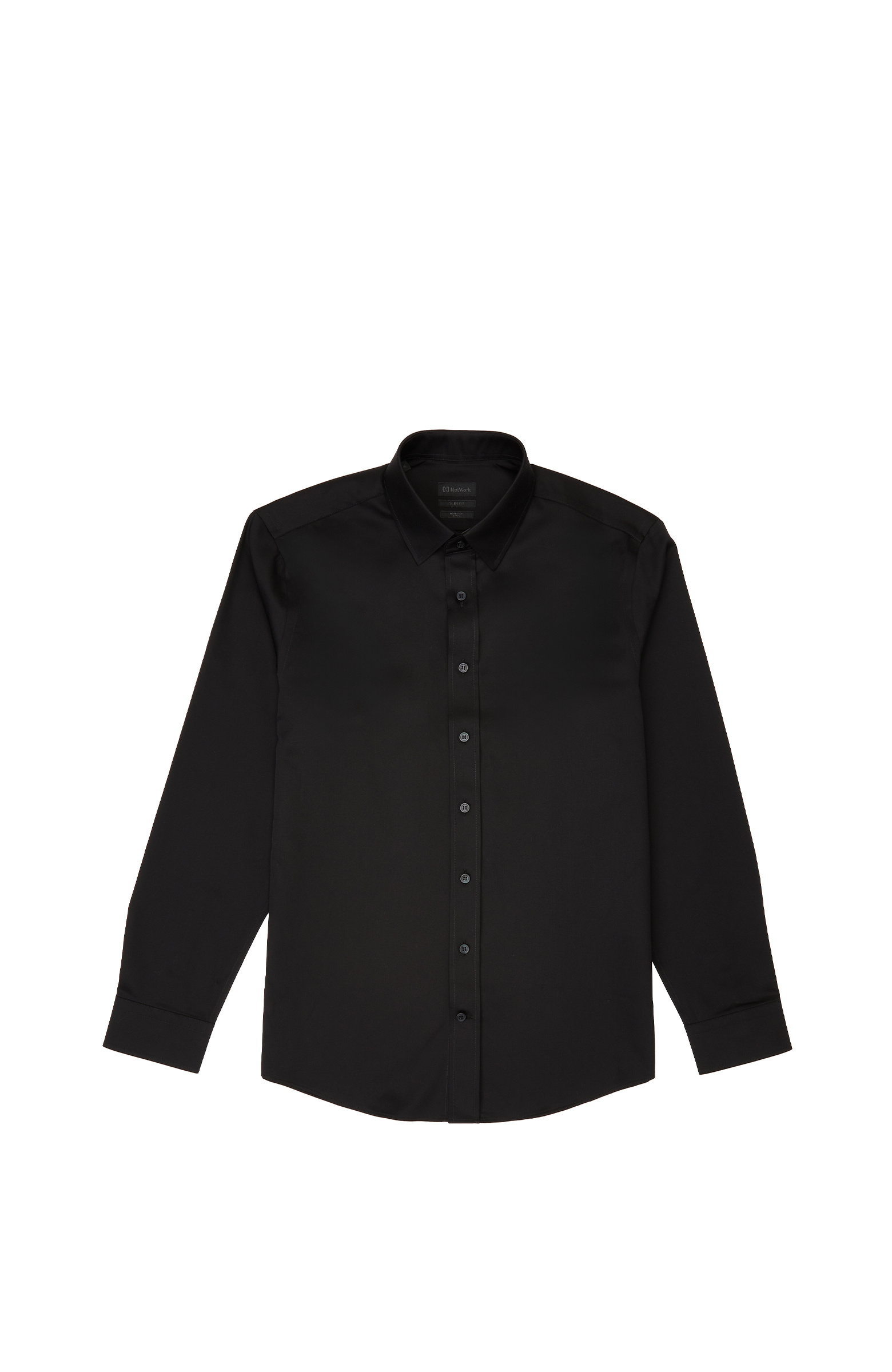 Non-Iron Siyah Saten Gömlek