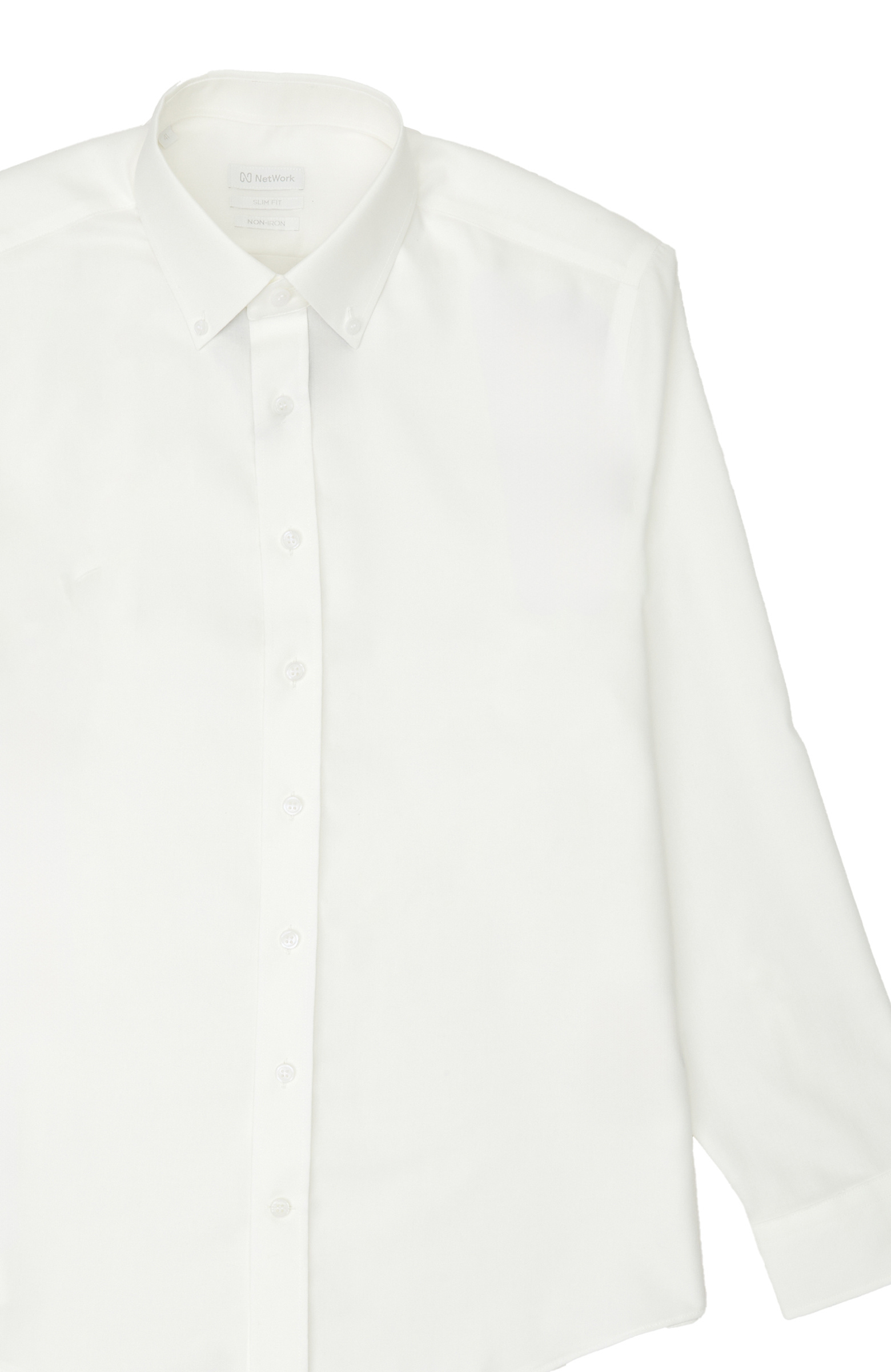 Non-Iron Beyaz Düğmeli Yaka Oxford Gömlek