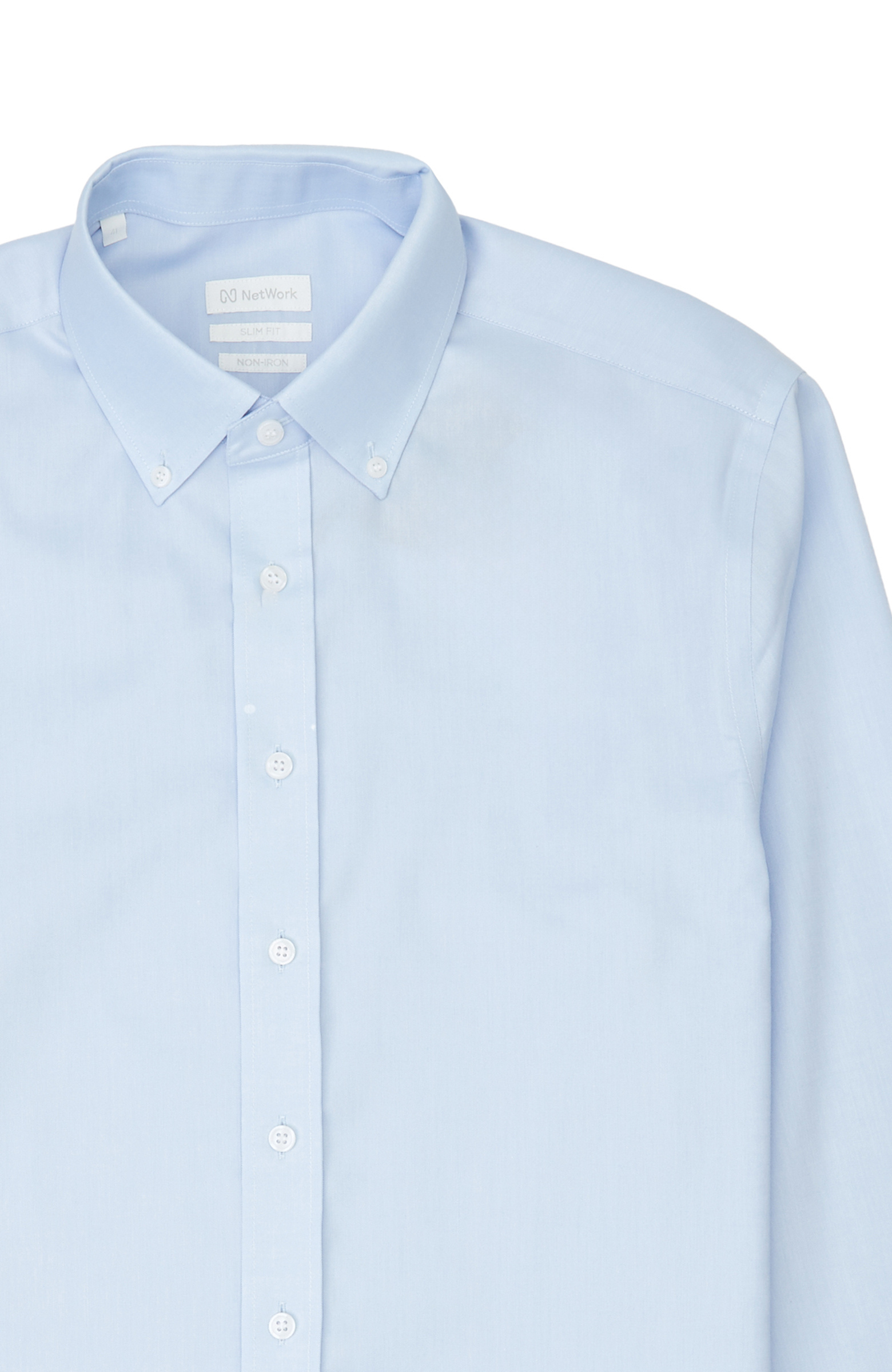 Non-Iron Mavi Düğmeli Yaka Oxford Gömlek