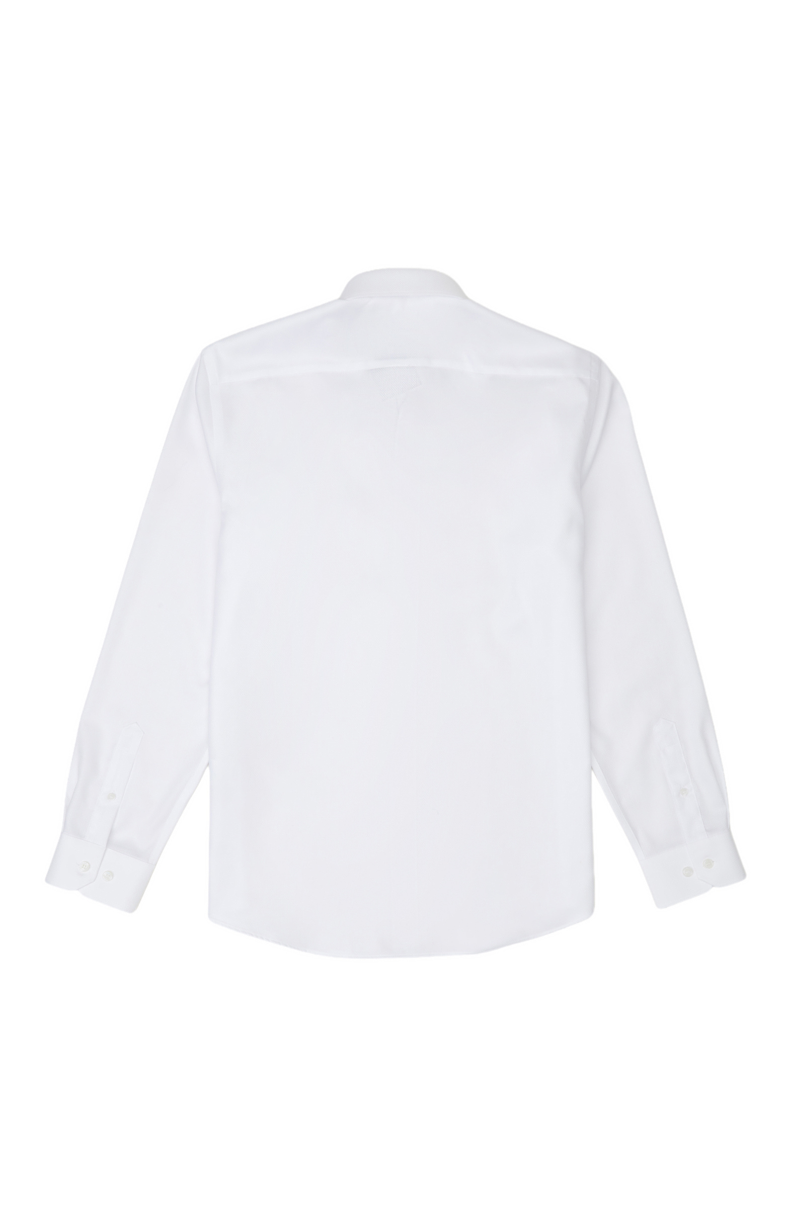Non-Iron Beyaz Düğmeli Yaka Petek Desen Gömlek