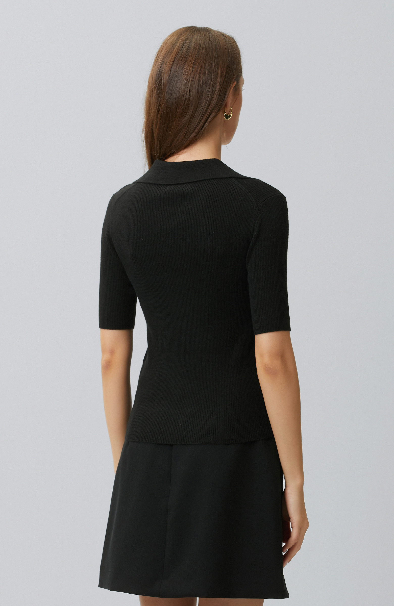 Black Polo Basic Wool Blend Knitwear Sweater