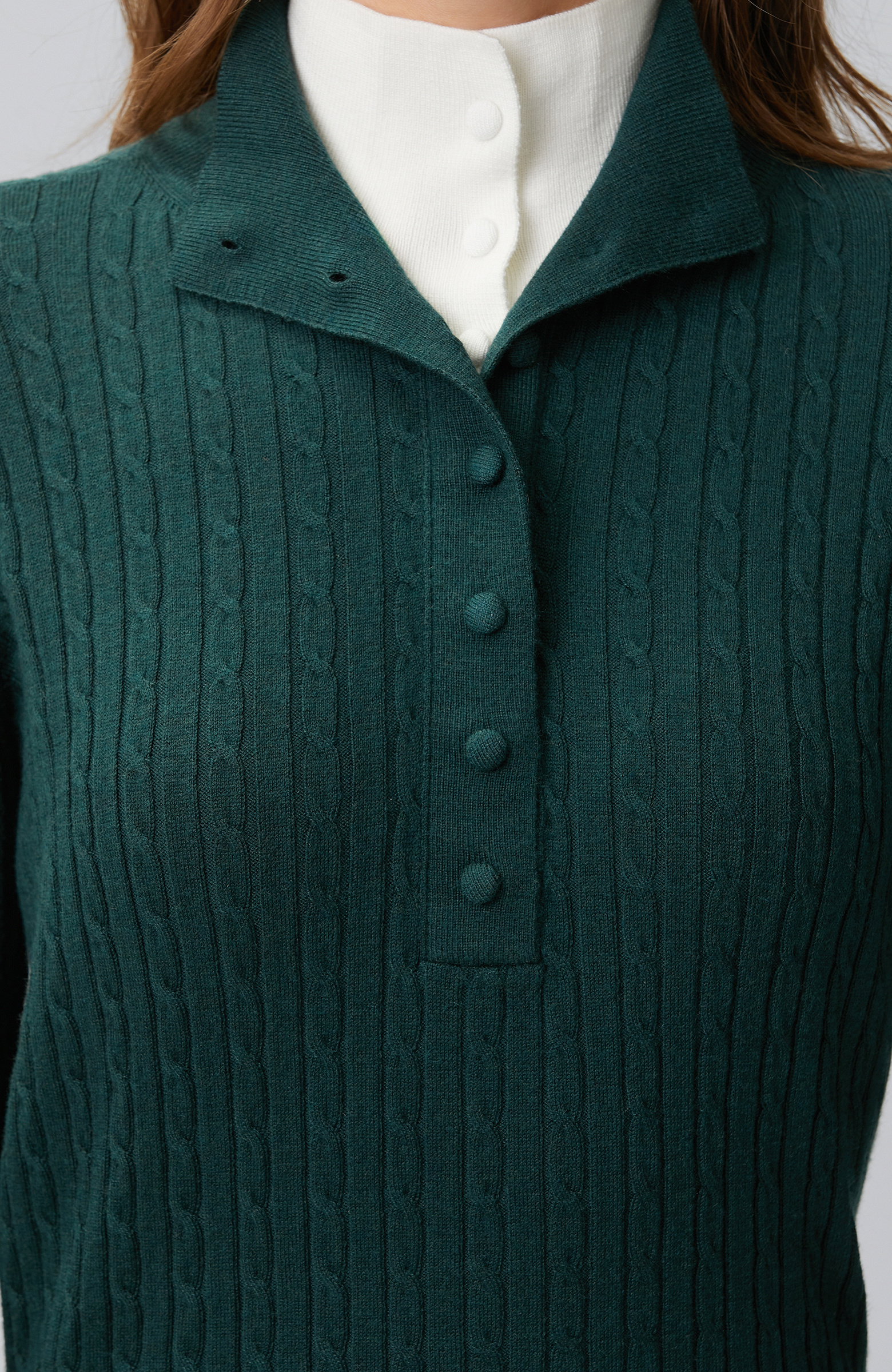 Green Hair Braided Piping Detailed Sweater