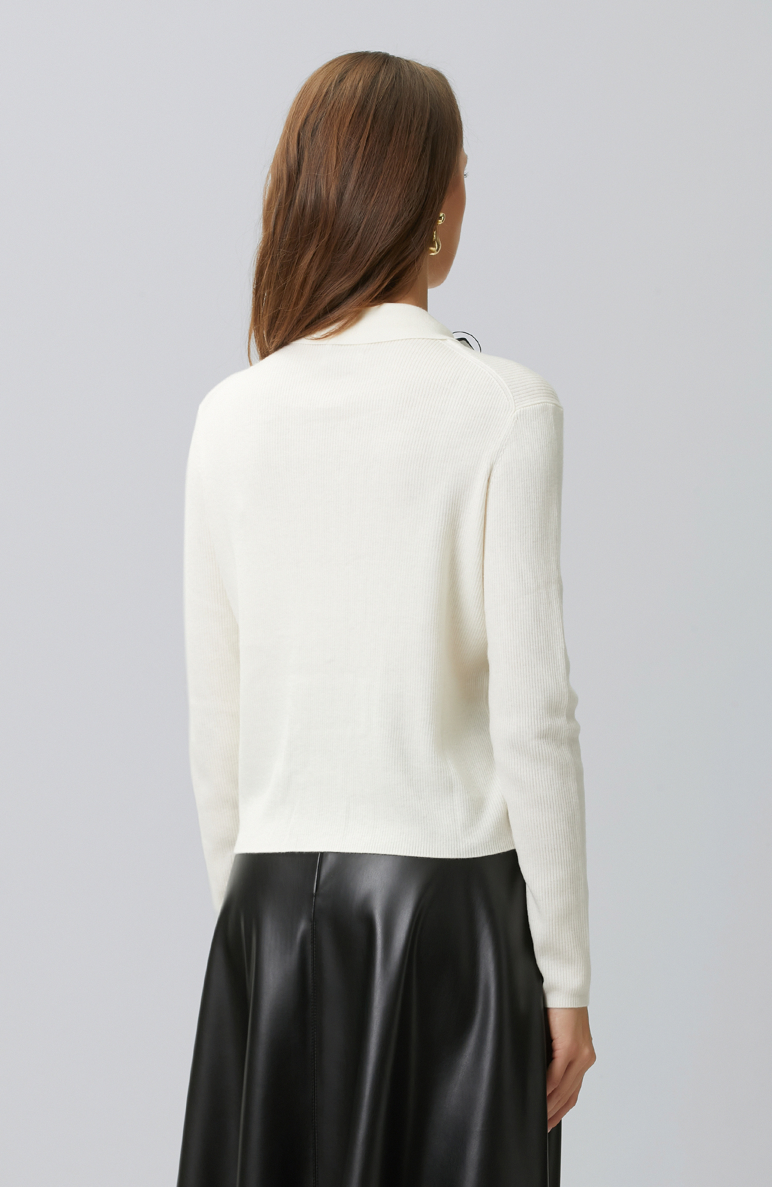 Off White Zippered Wool Blend Knitwear Sweater
