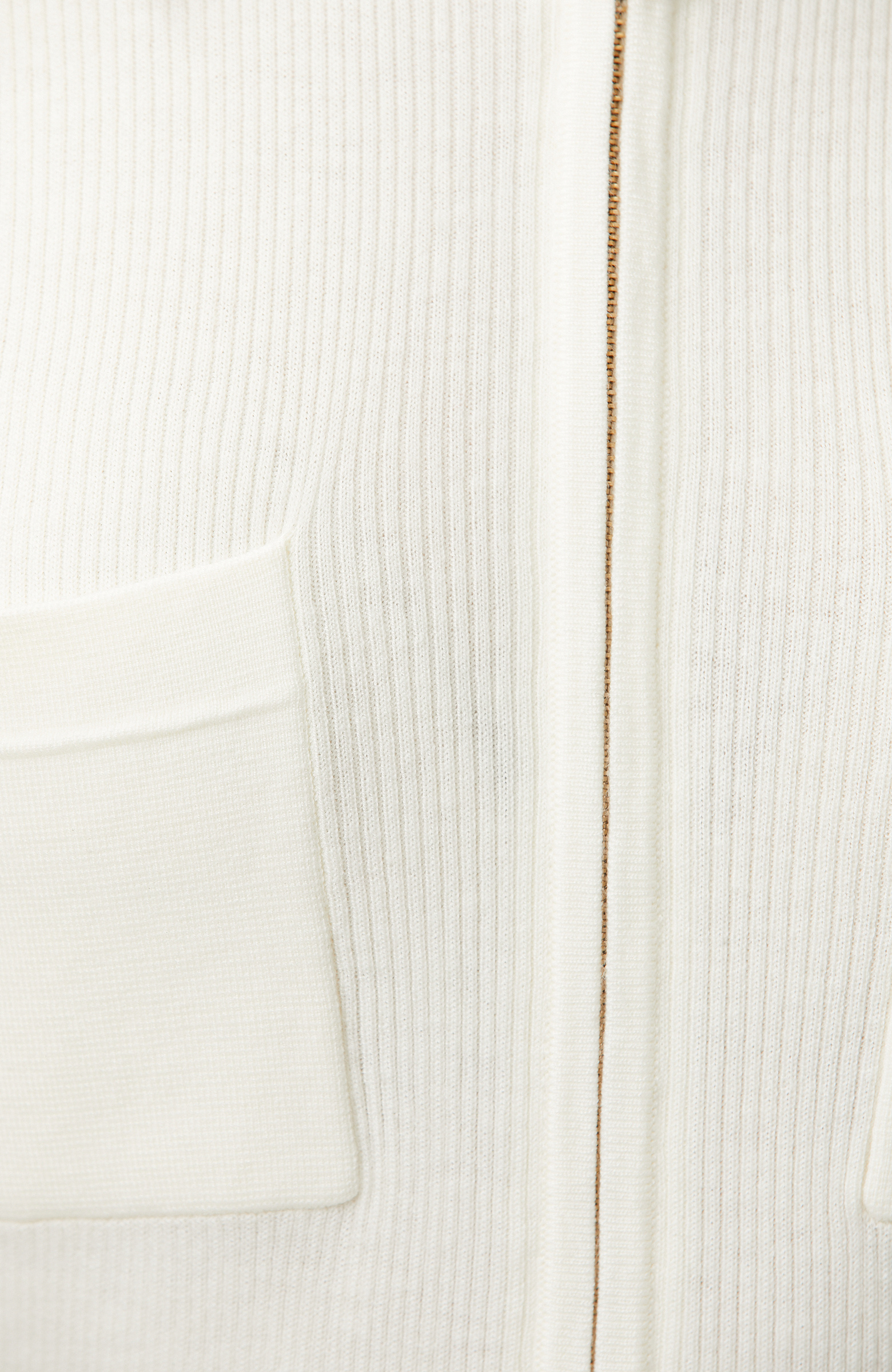 Off White Zippered Wool Blend Knitwear Sweater