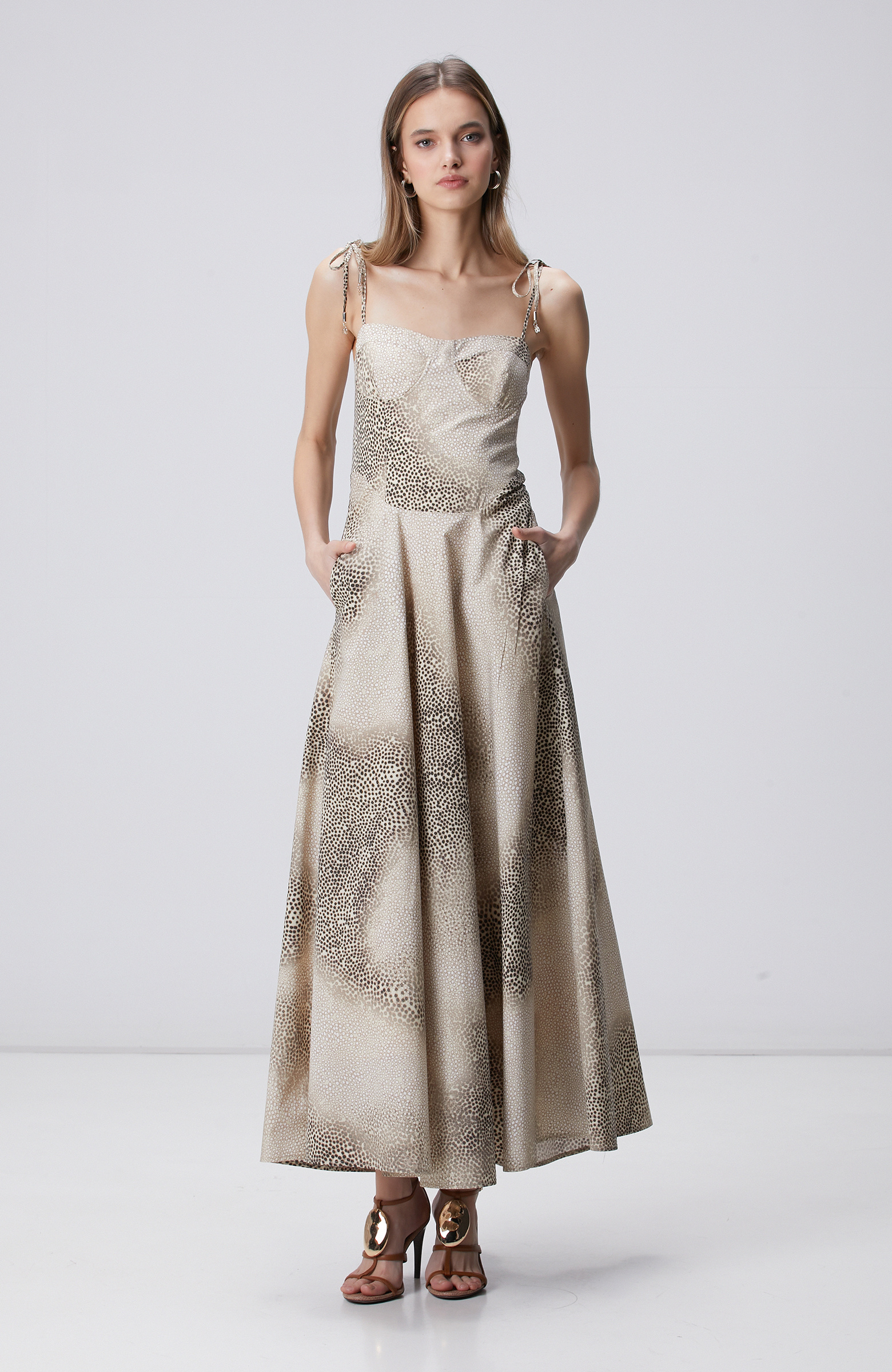 Limited Light Beige Print Dress