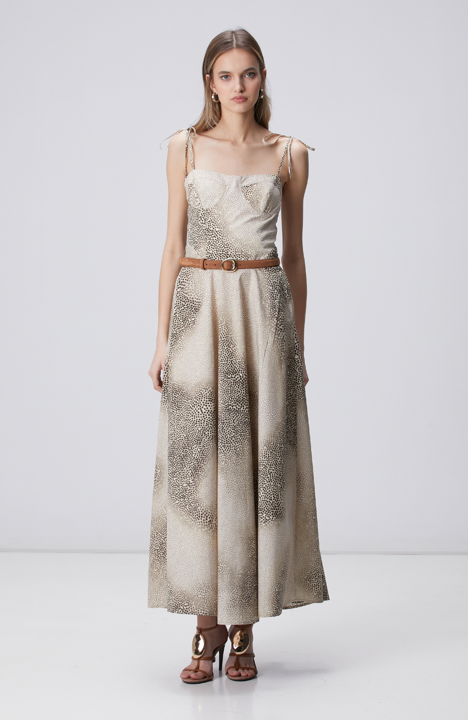 Limited Light Beige Print Dress