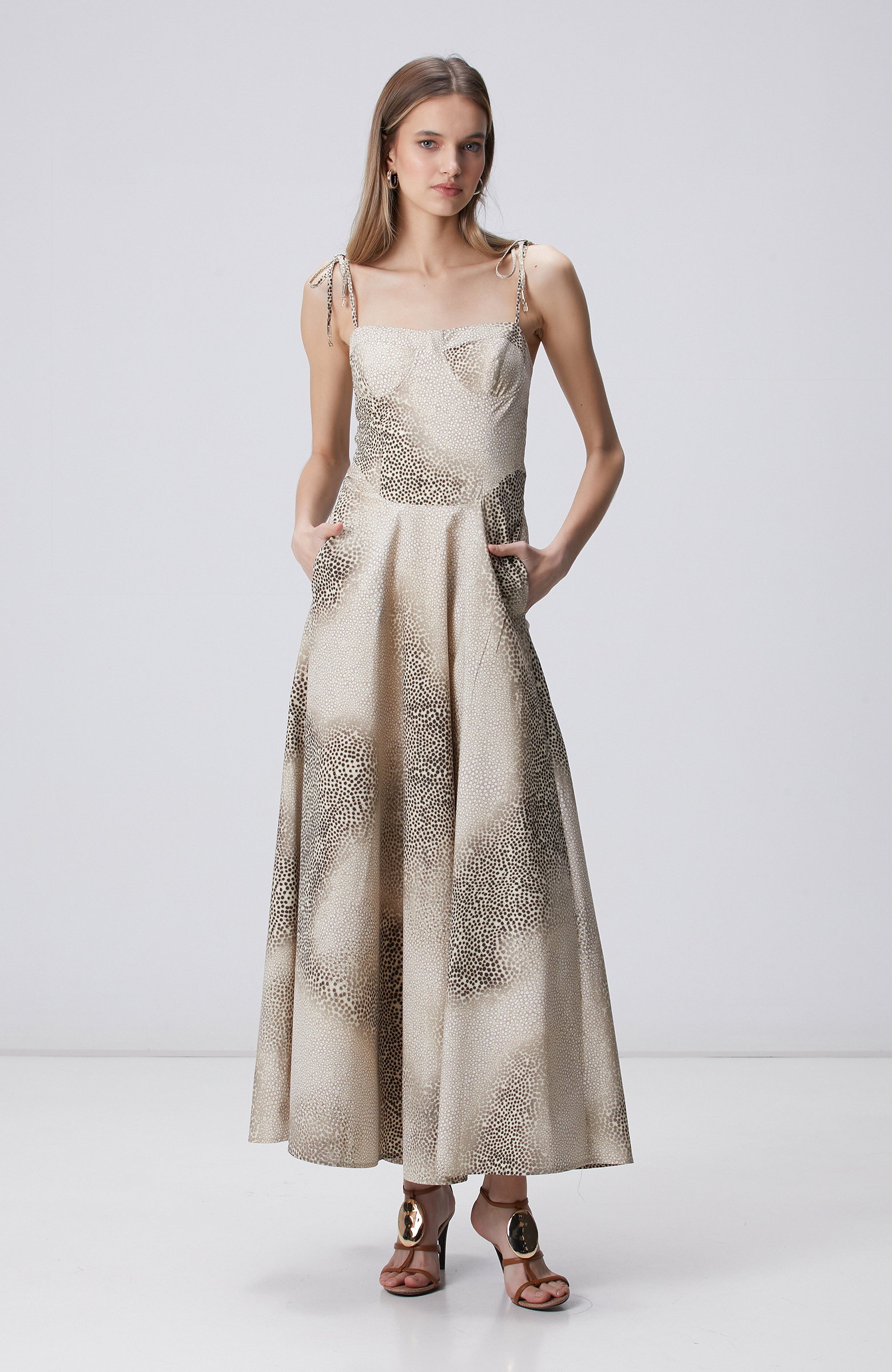 Limited Light Beige Print Dress