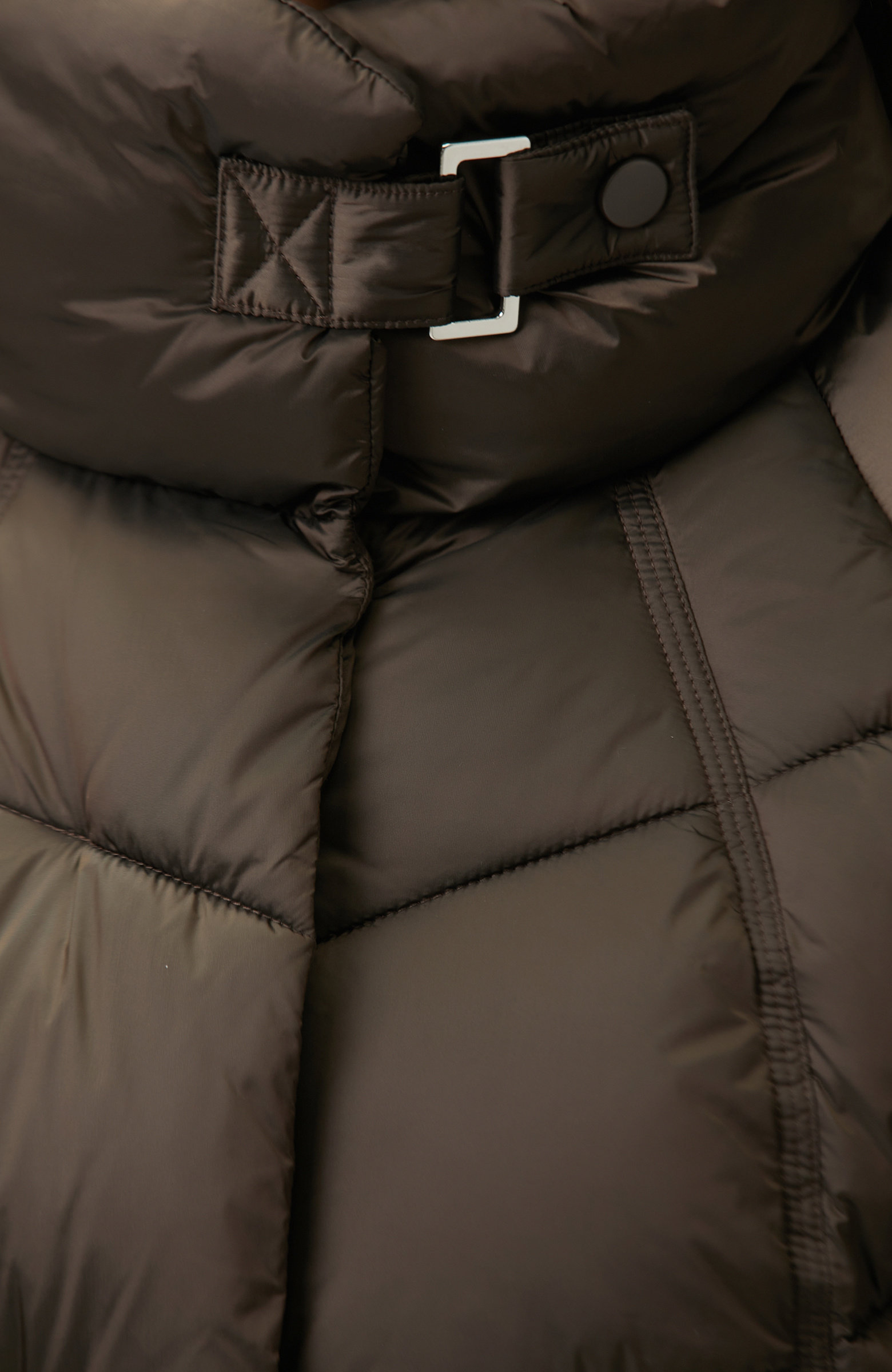 Acı Kahve Dik Yaka Oversize Puffer Mont