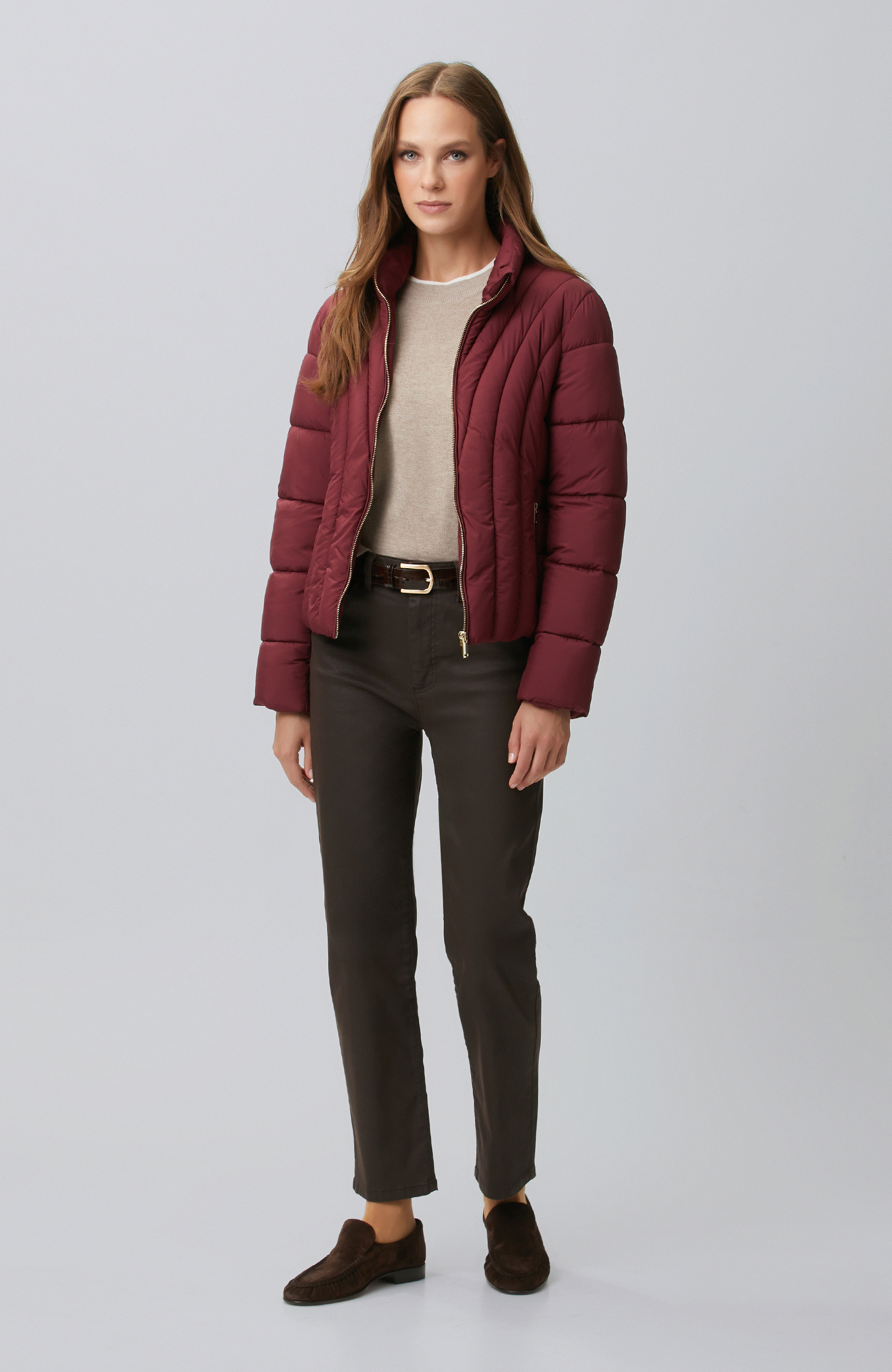 Bordo Dik Yaka Mont