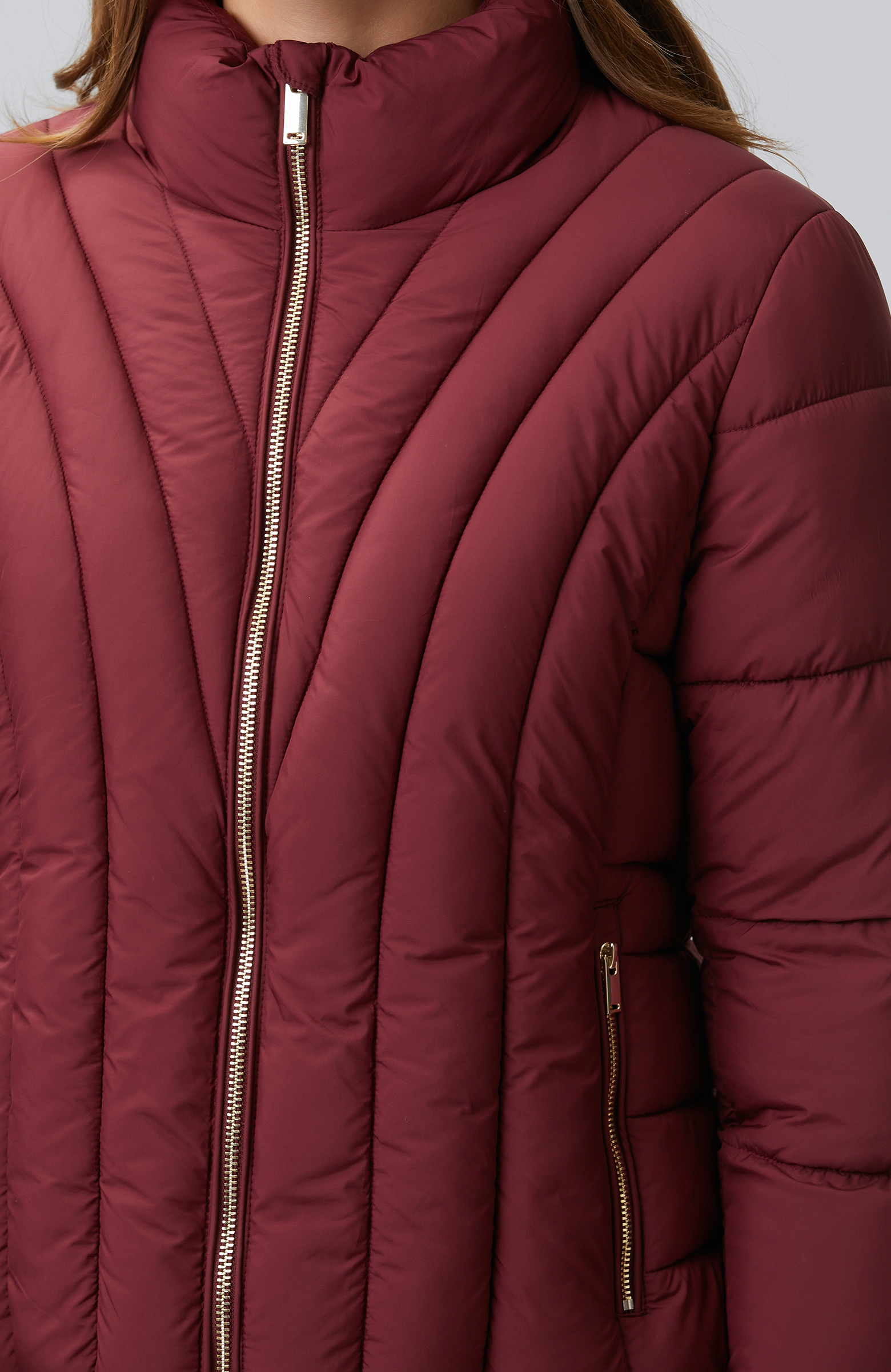 Bordo Dik Yaka Mont