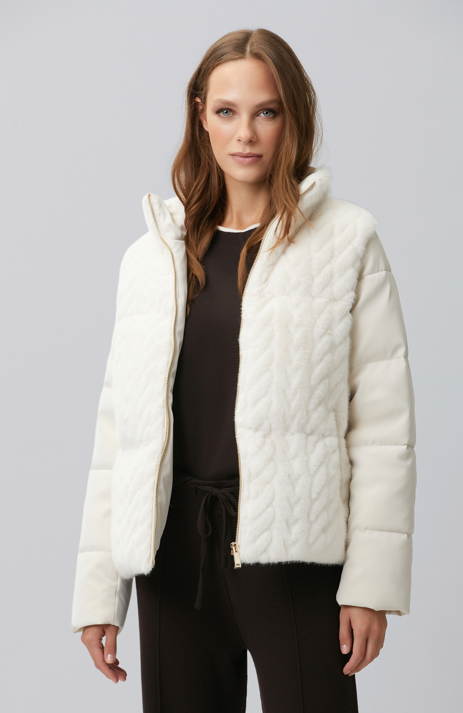 Off White Faux Fur Coat