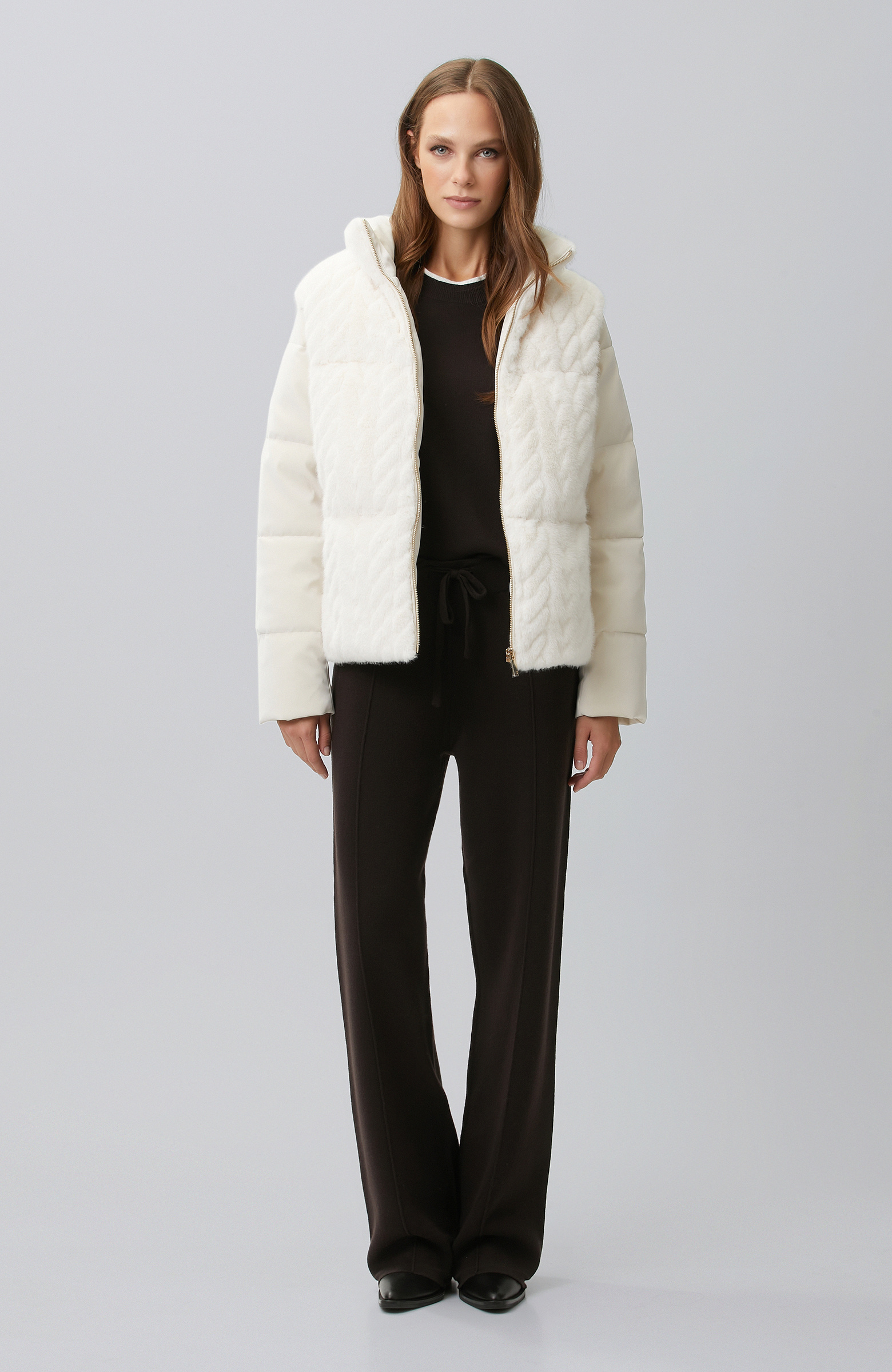 Off White Faux Fur Coat