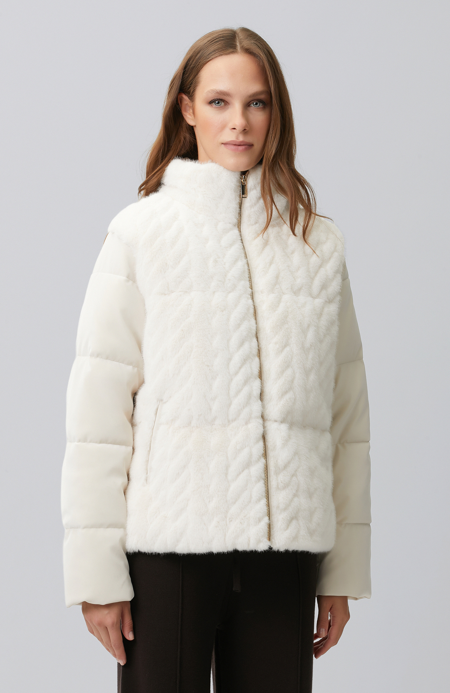 Off White Faux Fur Coat
