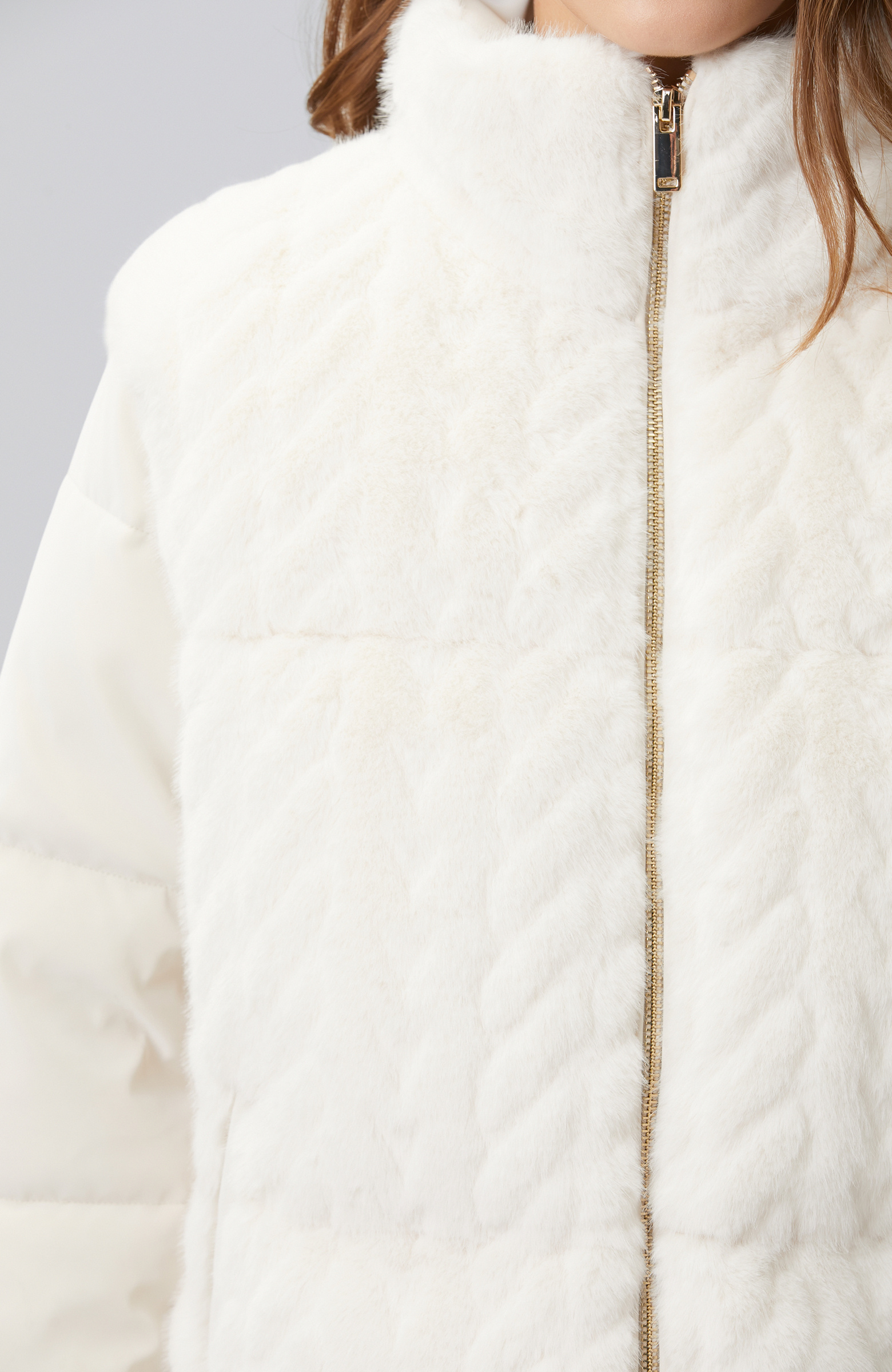 Off White Faux Fur Coat