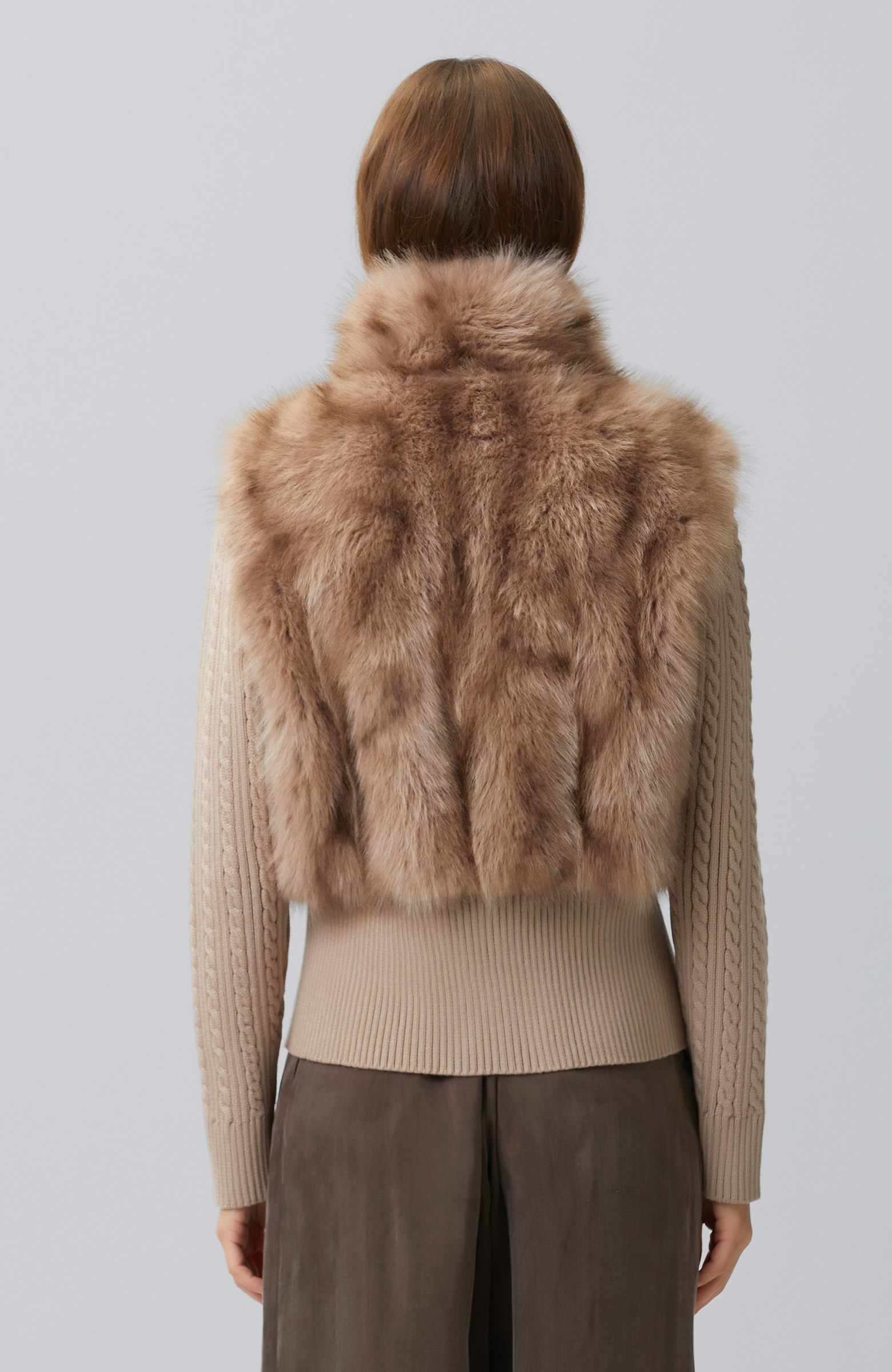 Mink Faux Fur Sleeves Knitwear Coat