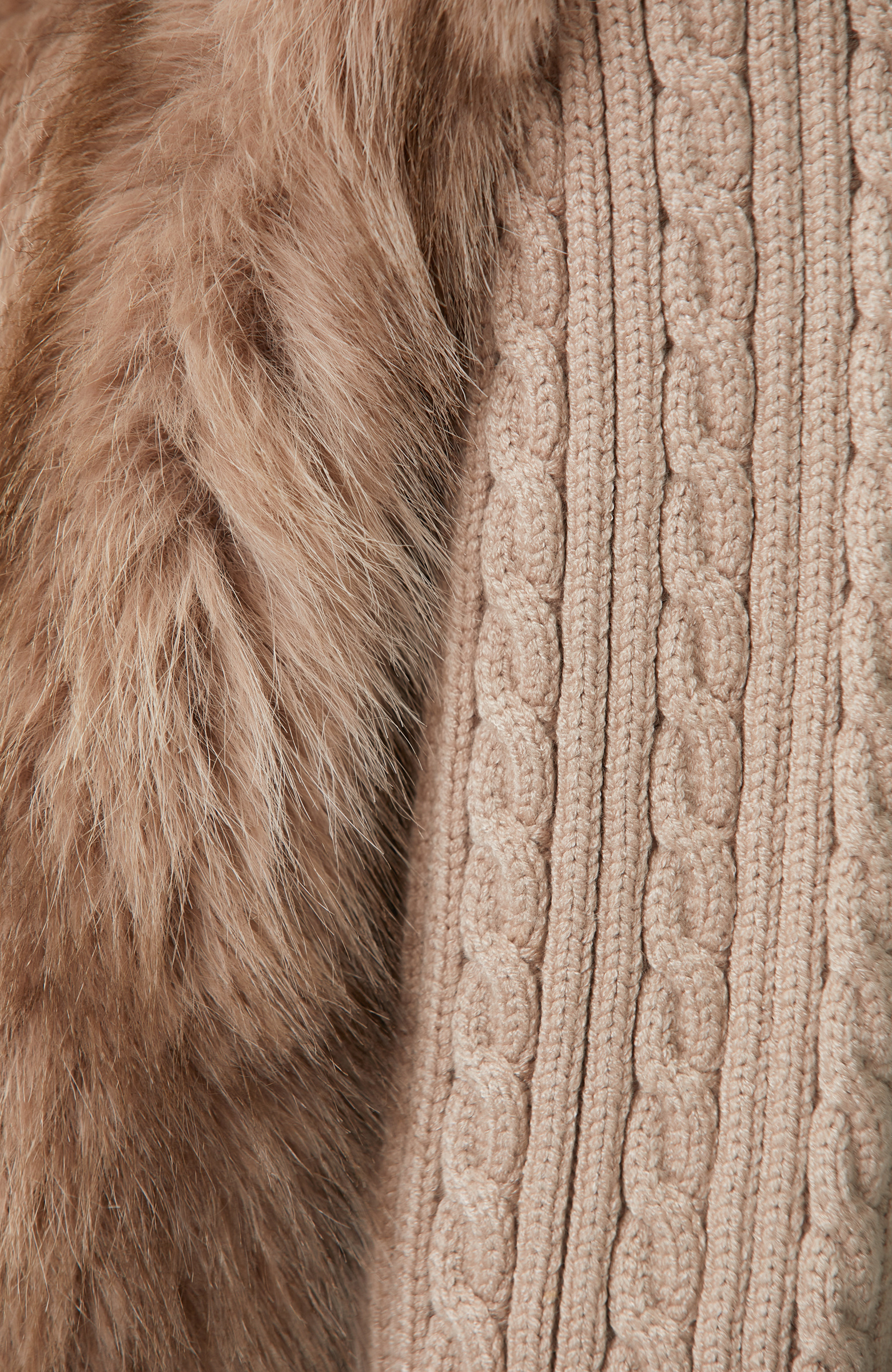 Mink Faux Fur Sleeves Knitwear Coat