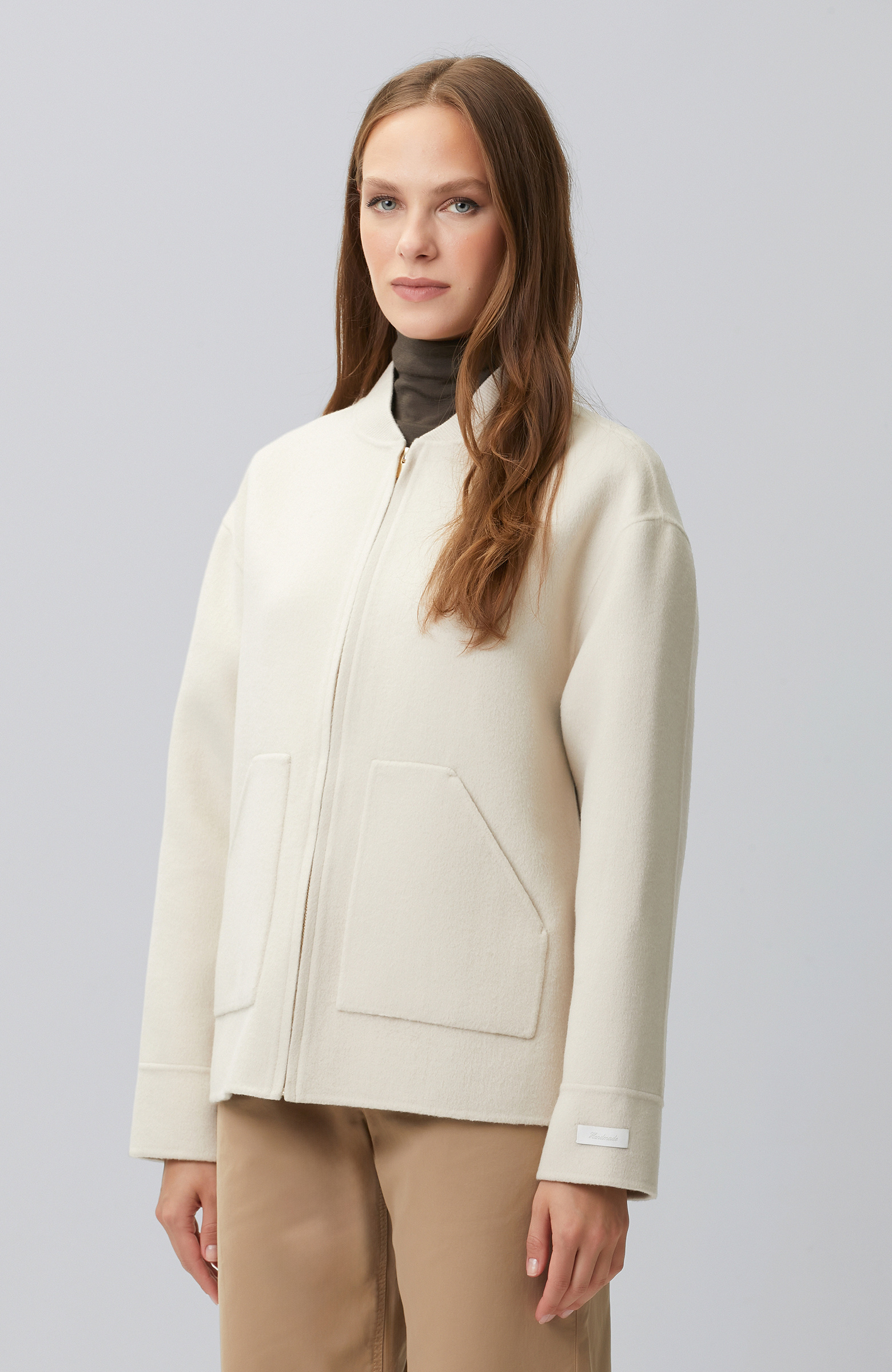 Stone Unlined Wool Blend Coat