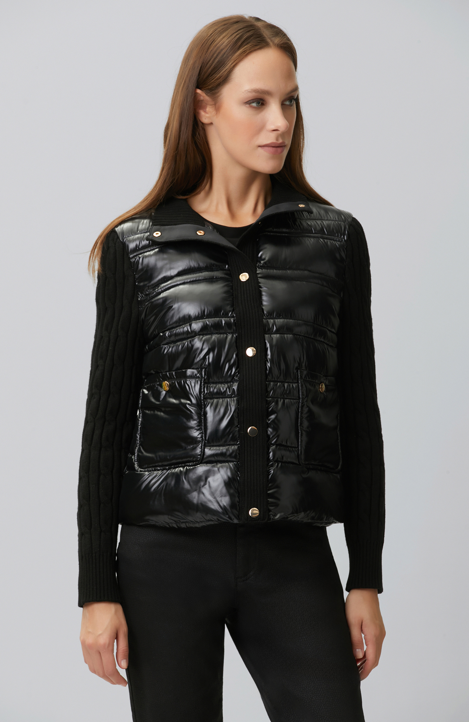Black Sleeves Knitwear Coat