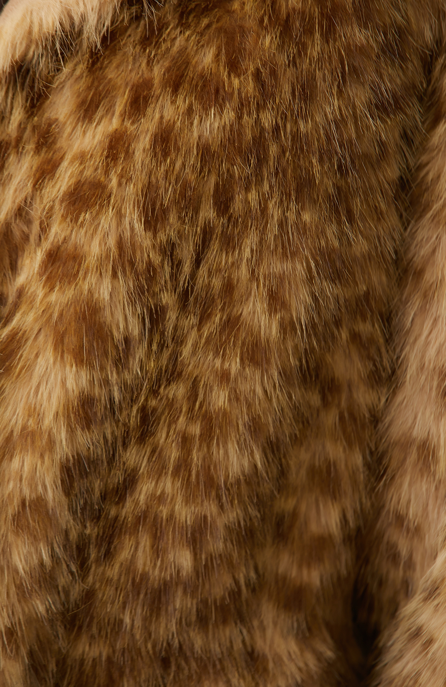 Beige Stand-Up Collar Faux Fur Coat