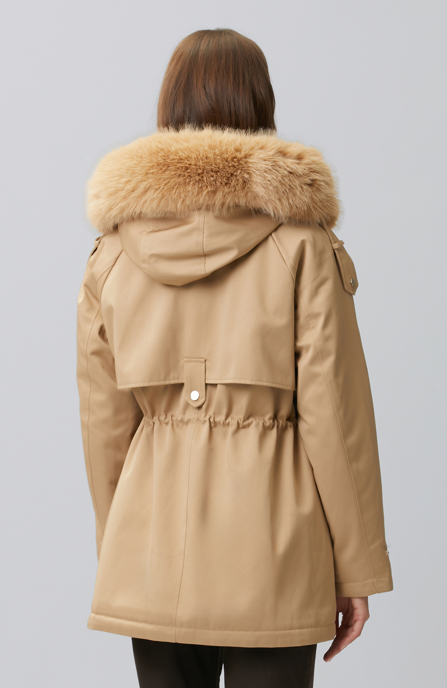 Beige Hooded Coat
