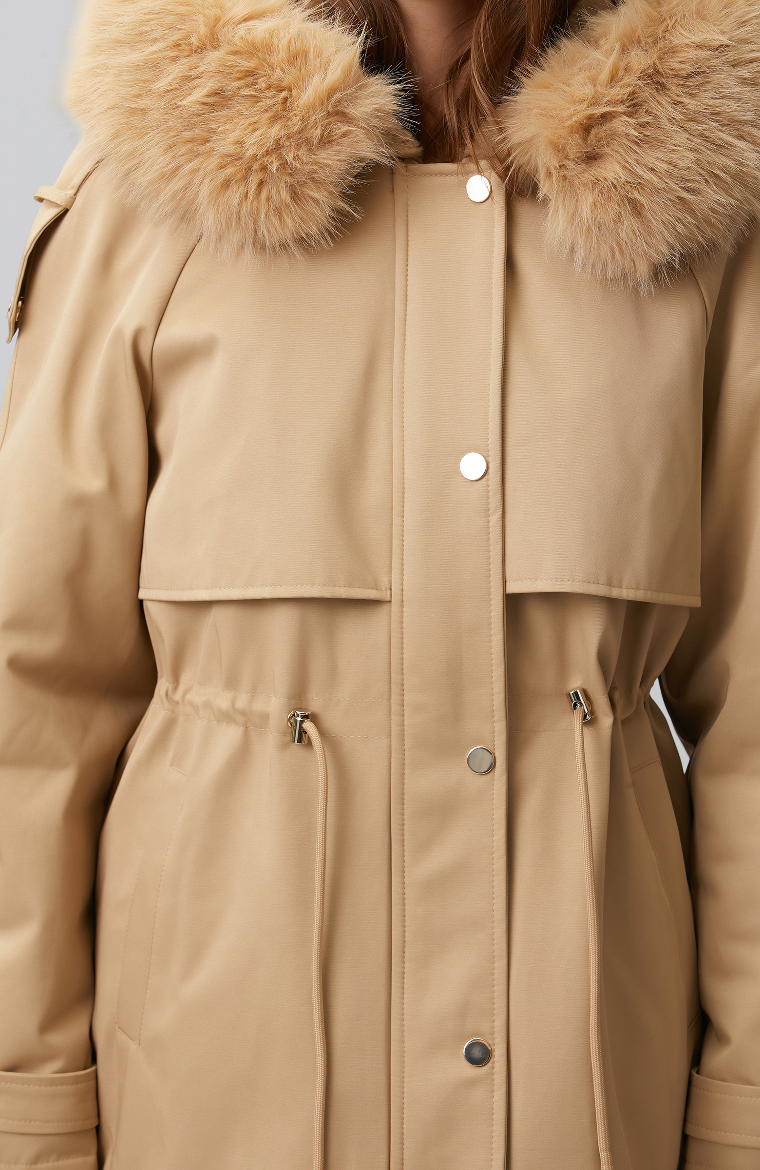 Beige Hooded Coat