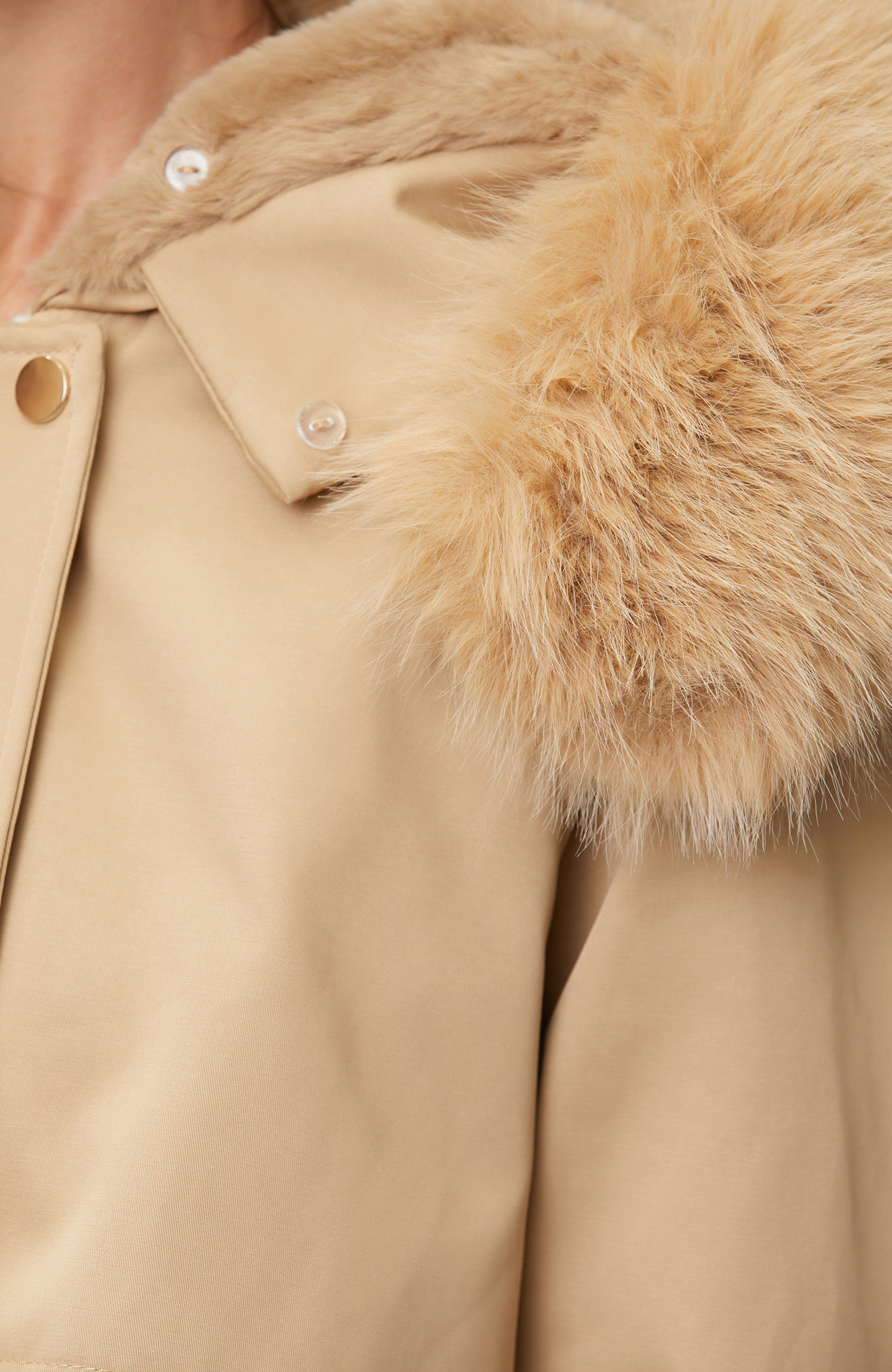 Beige Hooded Coat