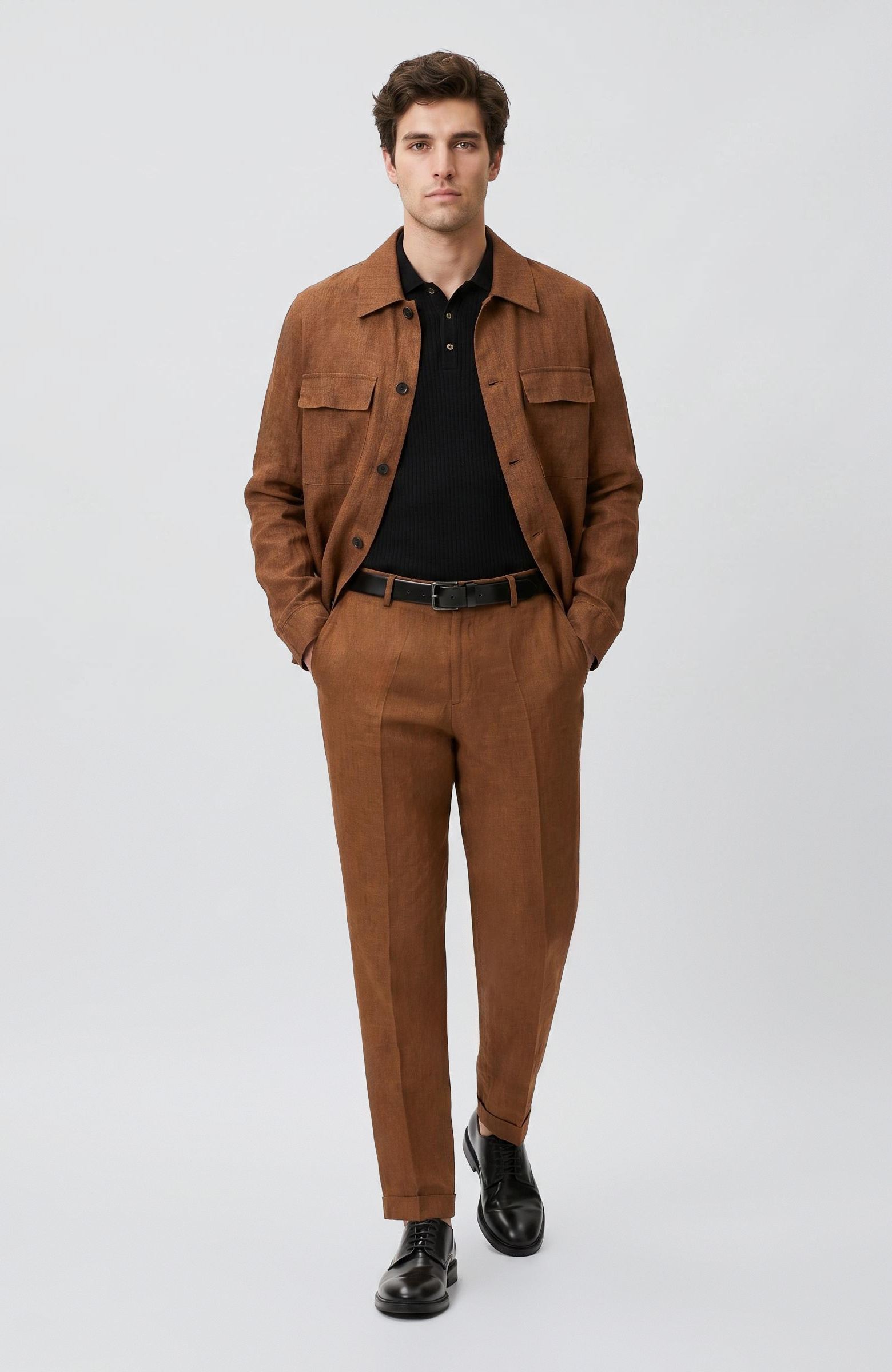 Tobacco Linen Outer Shirt