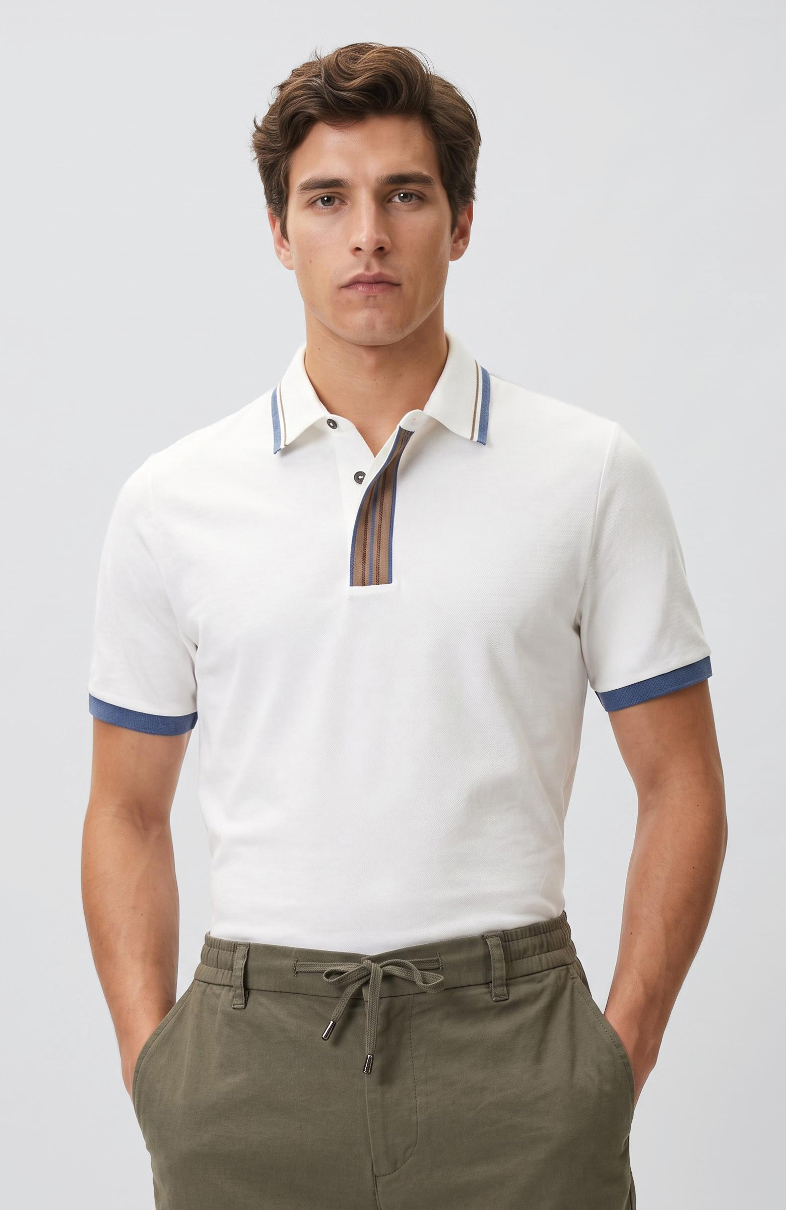 Ekru Polo Yaka Pike T-shirt
