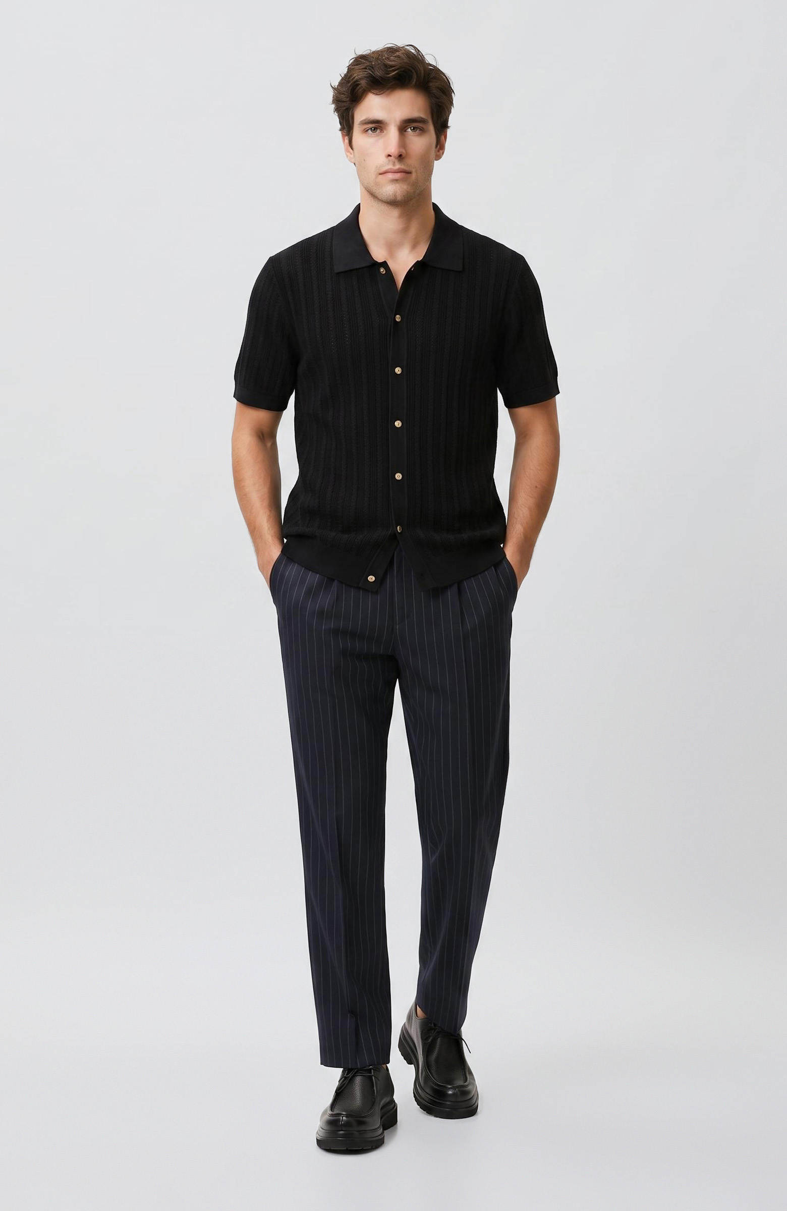 Siyah Polo Rayon Triko Gömlek