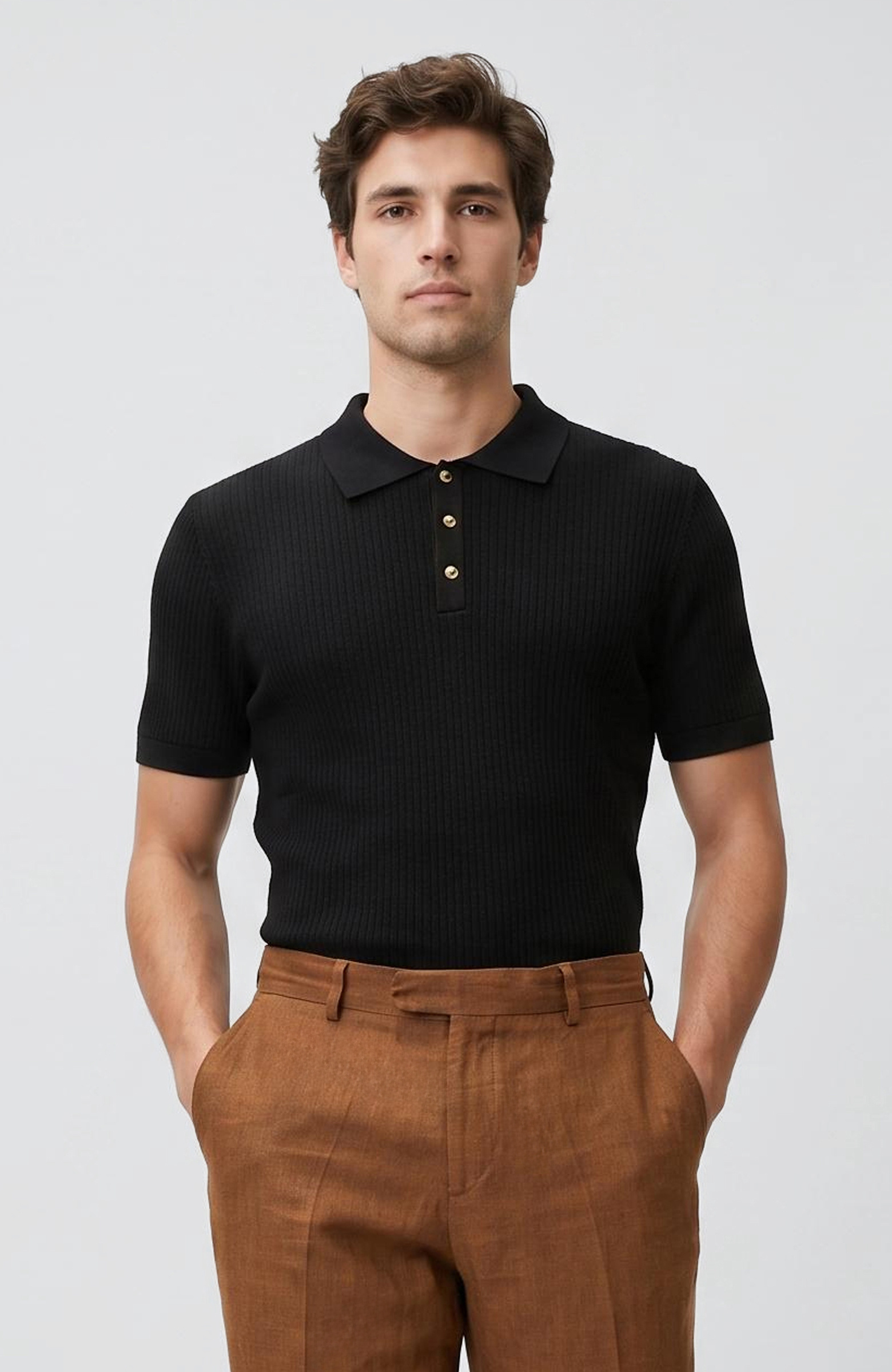 Siyah Desenli Rayon Triko Kazak