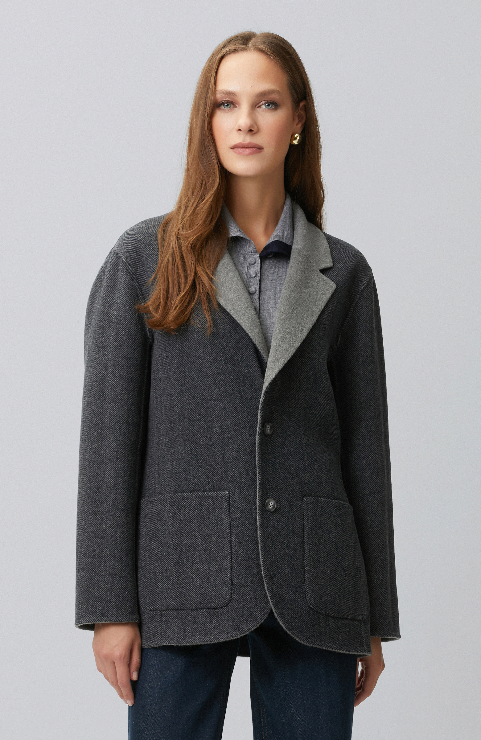 Limited Anthracite Wool Blend Double Sided Jacket