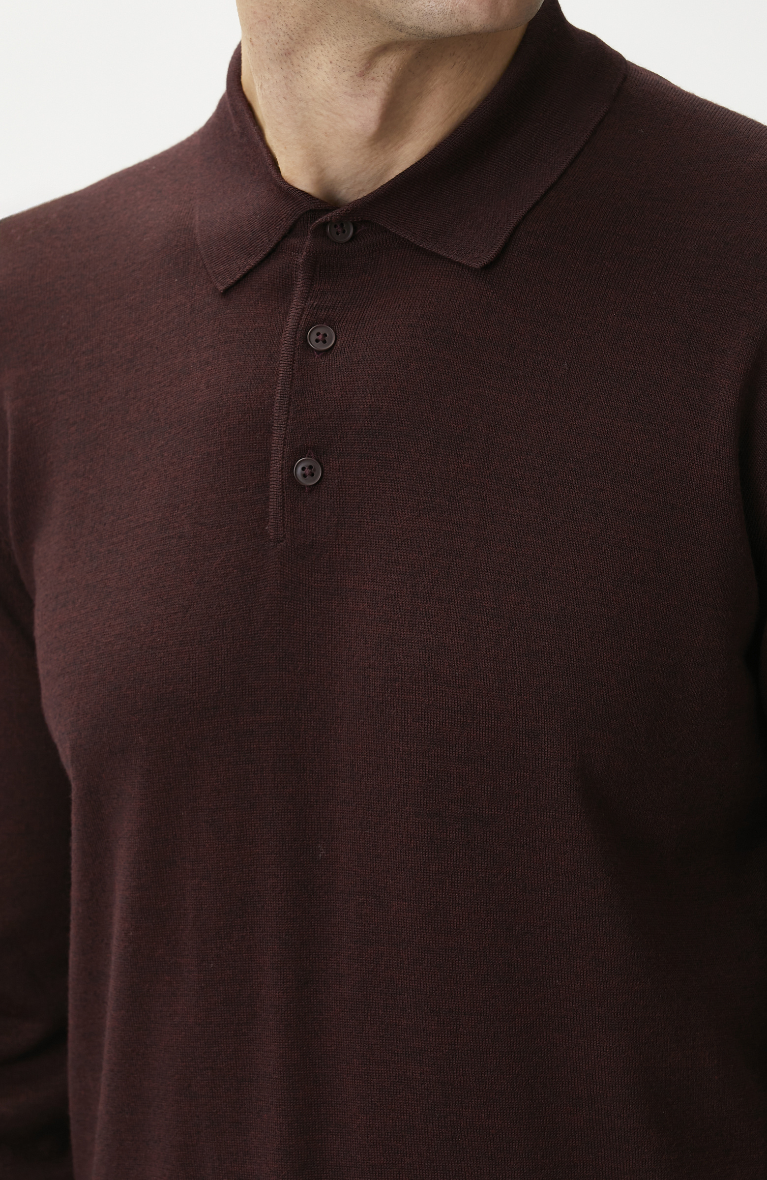 Bordo Polo Yaka Yün Karışımlı Triko Kazak