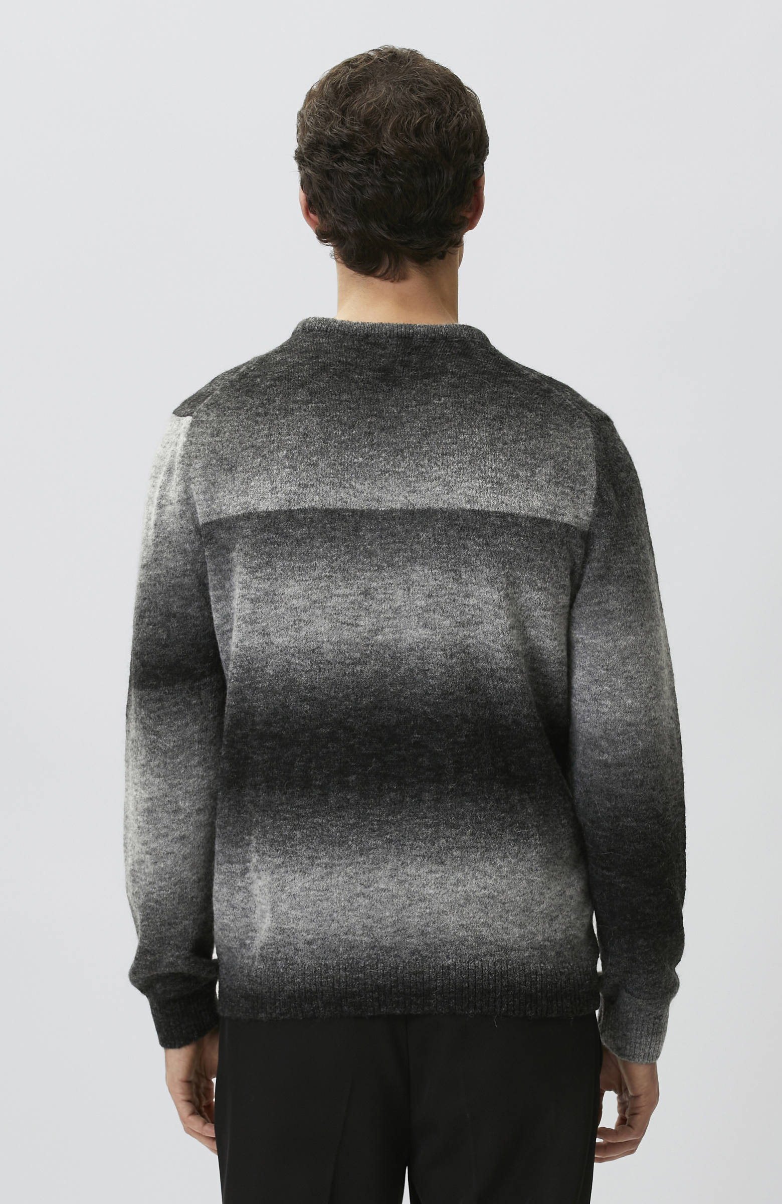 Siyah Alpaca Karışımlı Desenli Triko Kazak