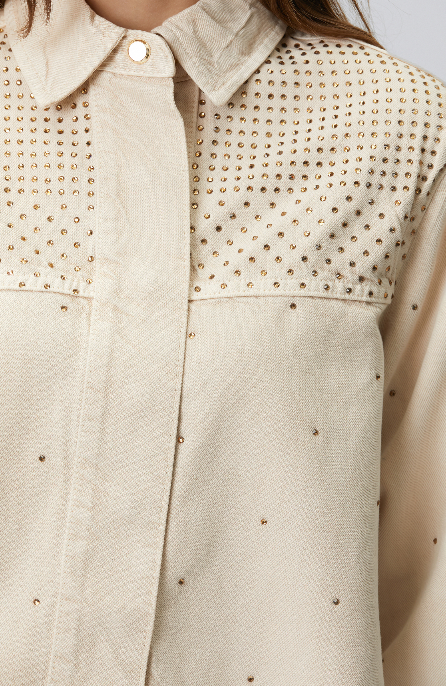 Bej Hotfixli Denim Mont