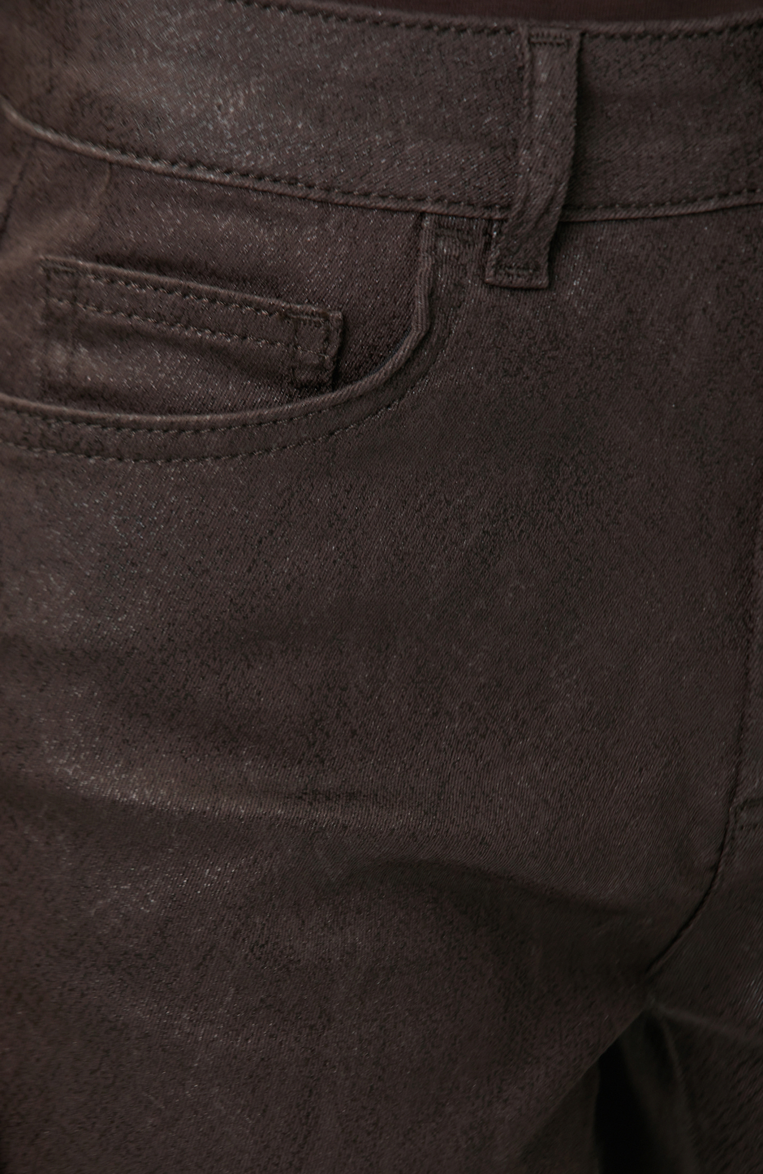 Brown Coated Casual Pants