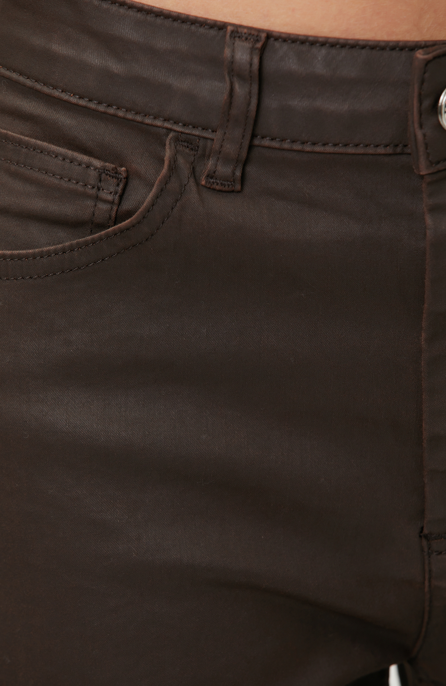 Koyu Kahverengi Kaplamalı Straight Denim Pantolon