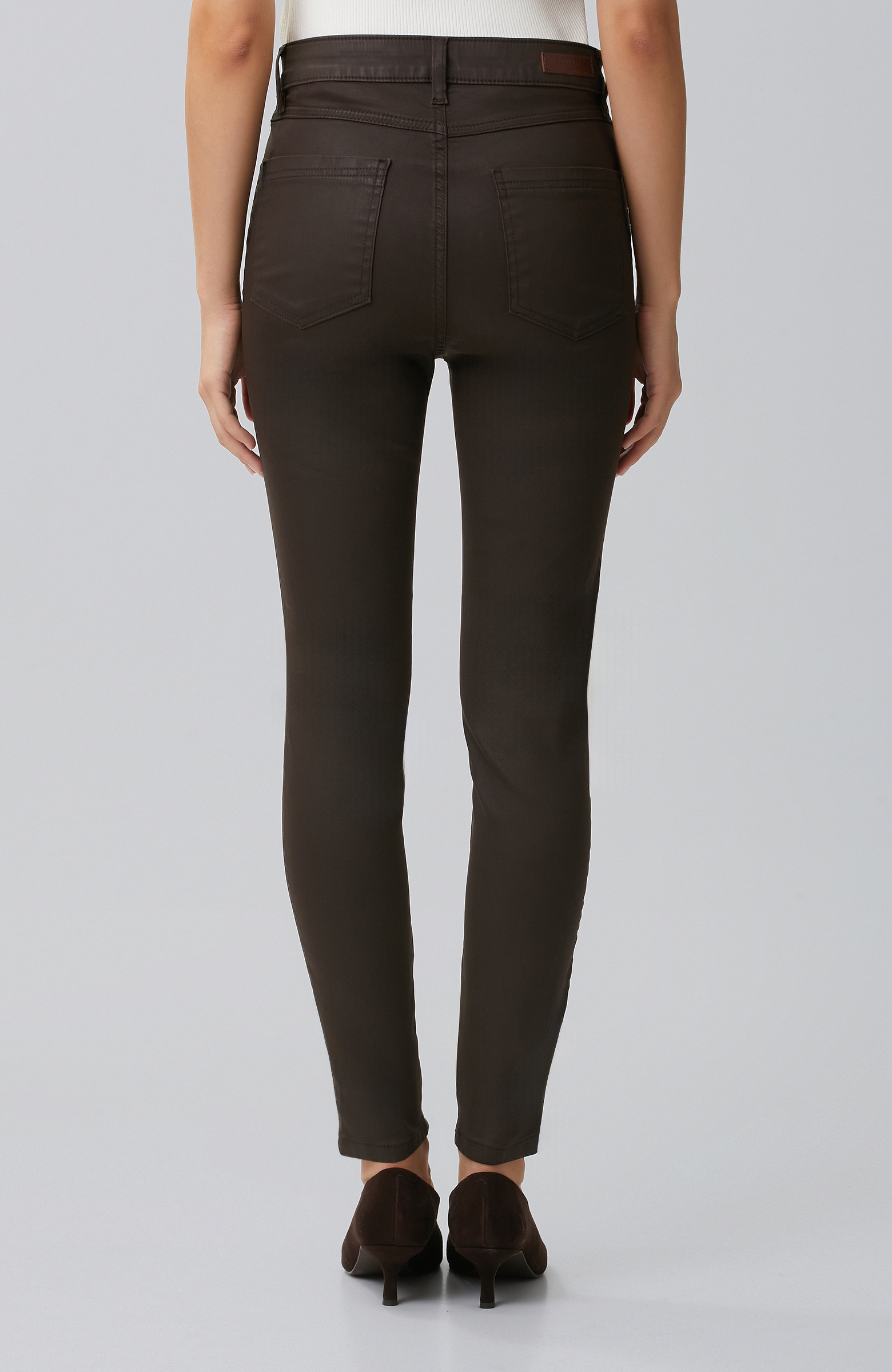 Kahverengi Kaplamalı Skinny Denim Pantolon