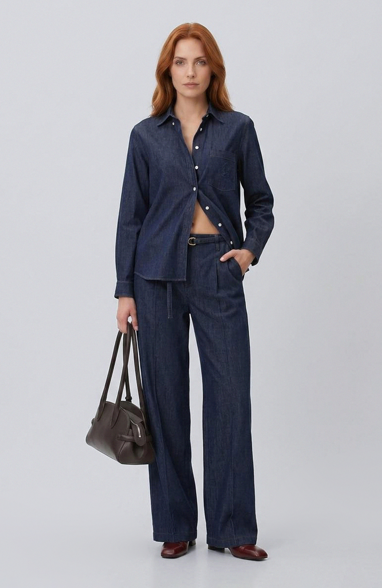 Lacivert Tencel Denim Gömlek
