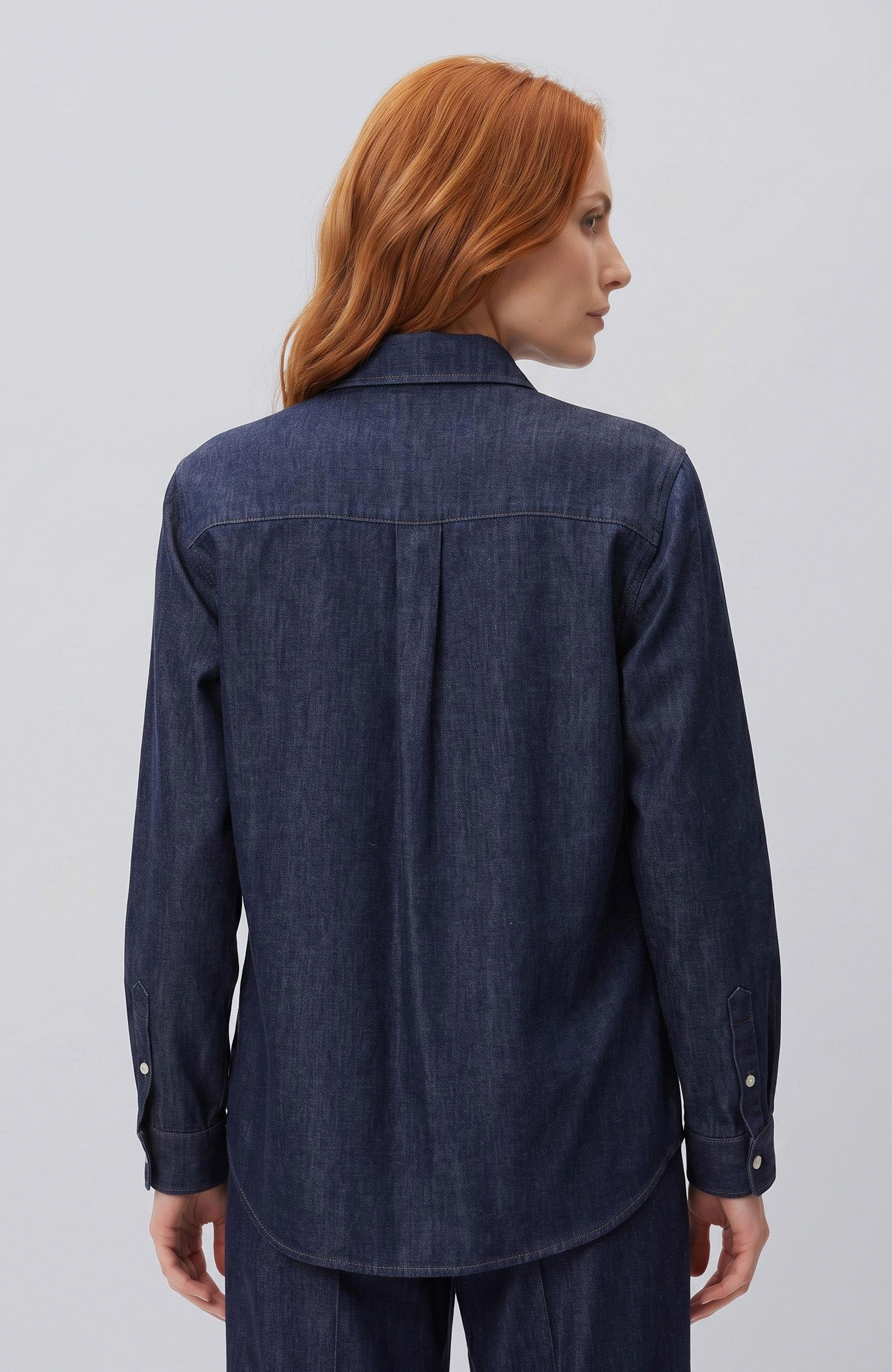 Lacivert Tencel Denim Gömlek