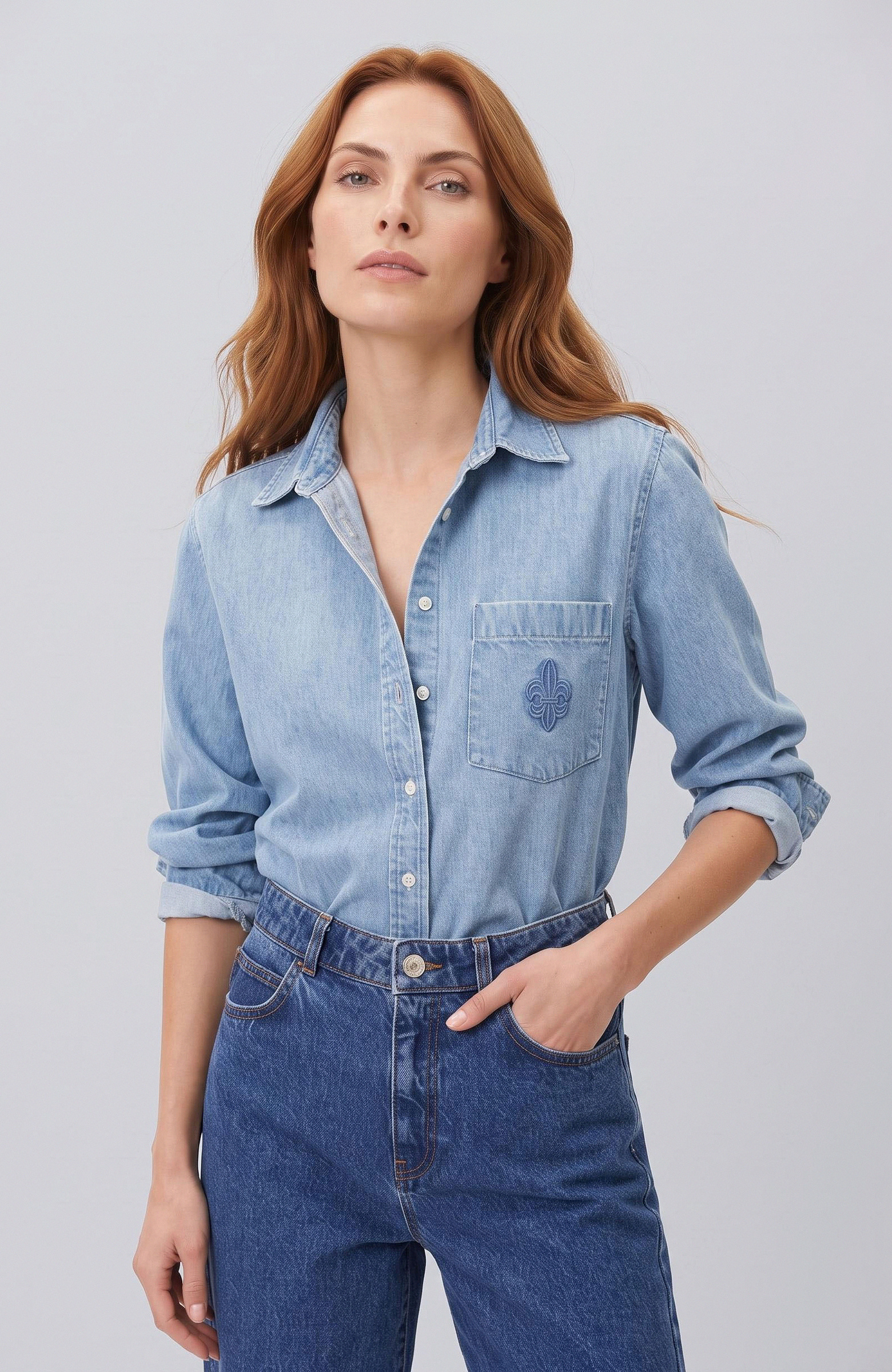 Açık İndigo Tencel Denim Gömlek