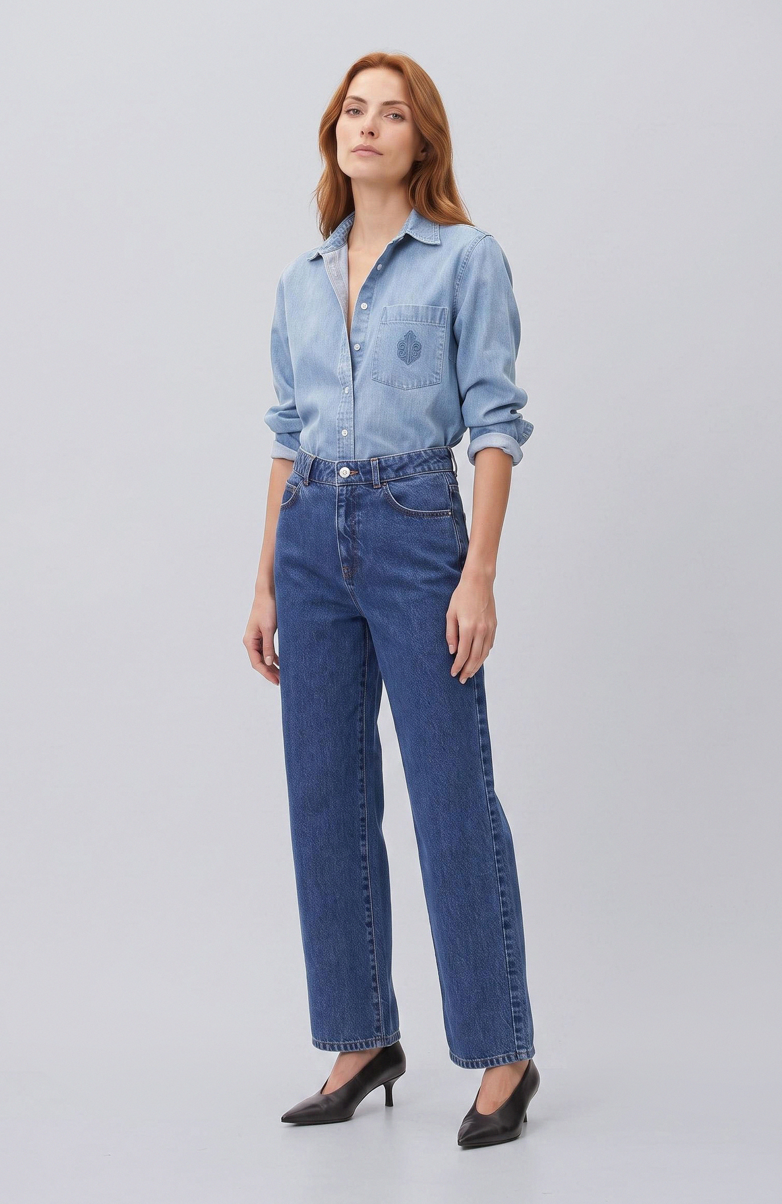 Açık İndigo Tencel Denim Gömlek