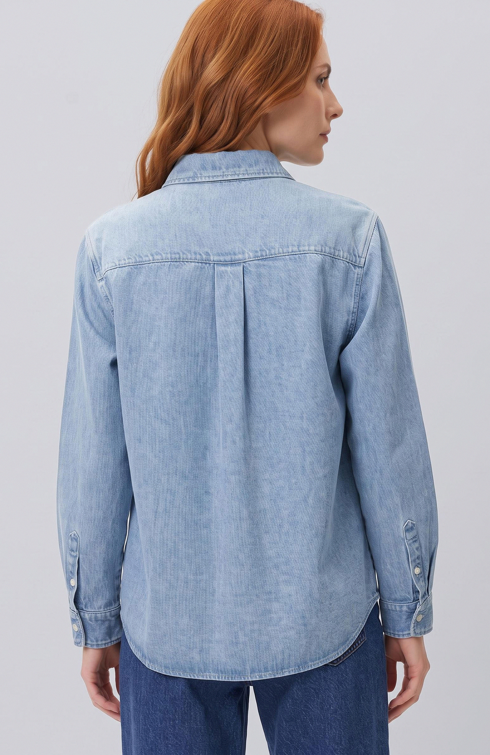 Açık İndigo Tencel Denim Gömlek