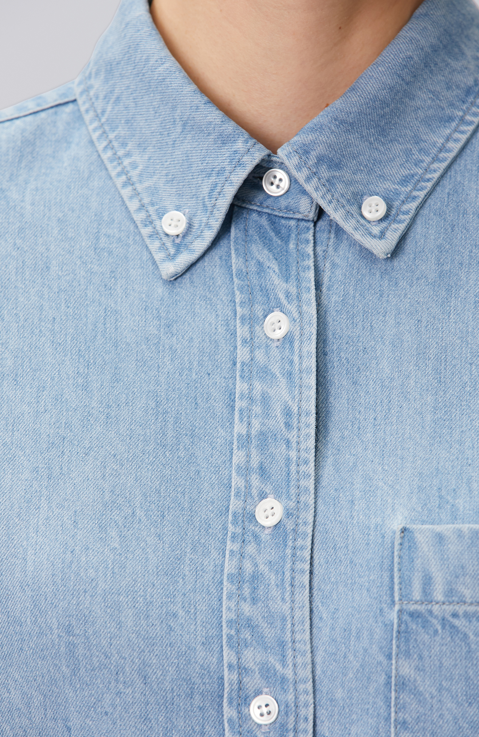 Açık İndigo Tencel Denim Gömlek