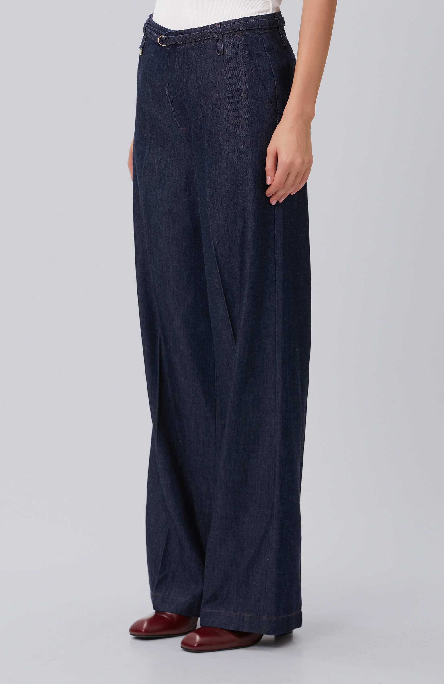 Lacivert Ütü İzli Wide Straight Denim Pantolon