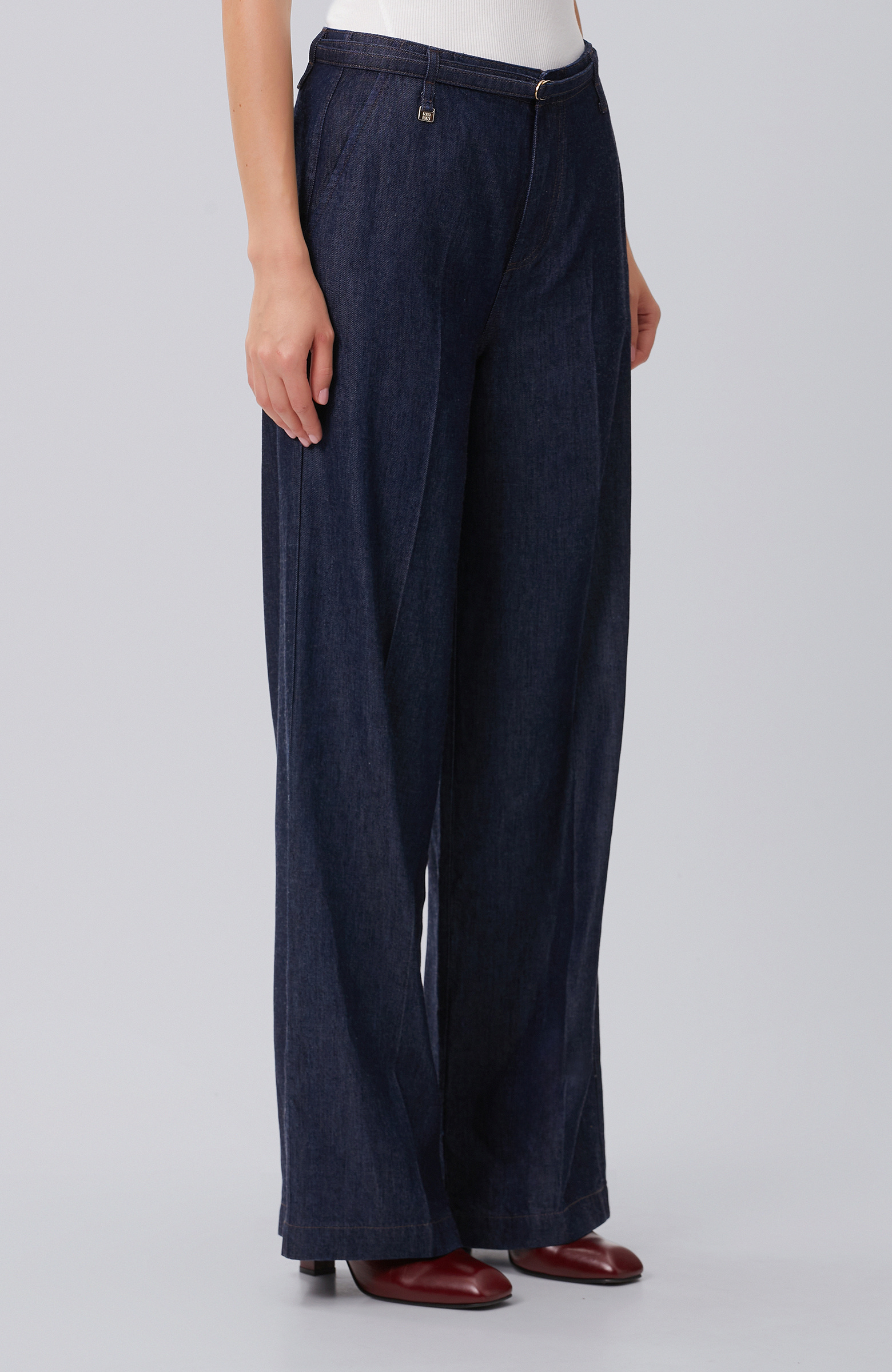 Lacivert Ütü İzli Wide Straight Denim Pantolon