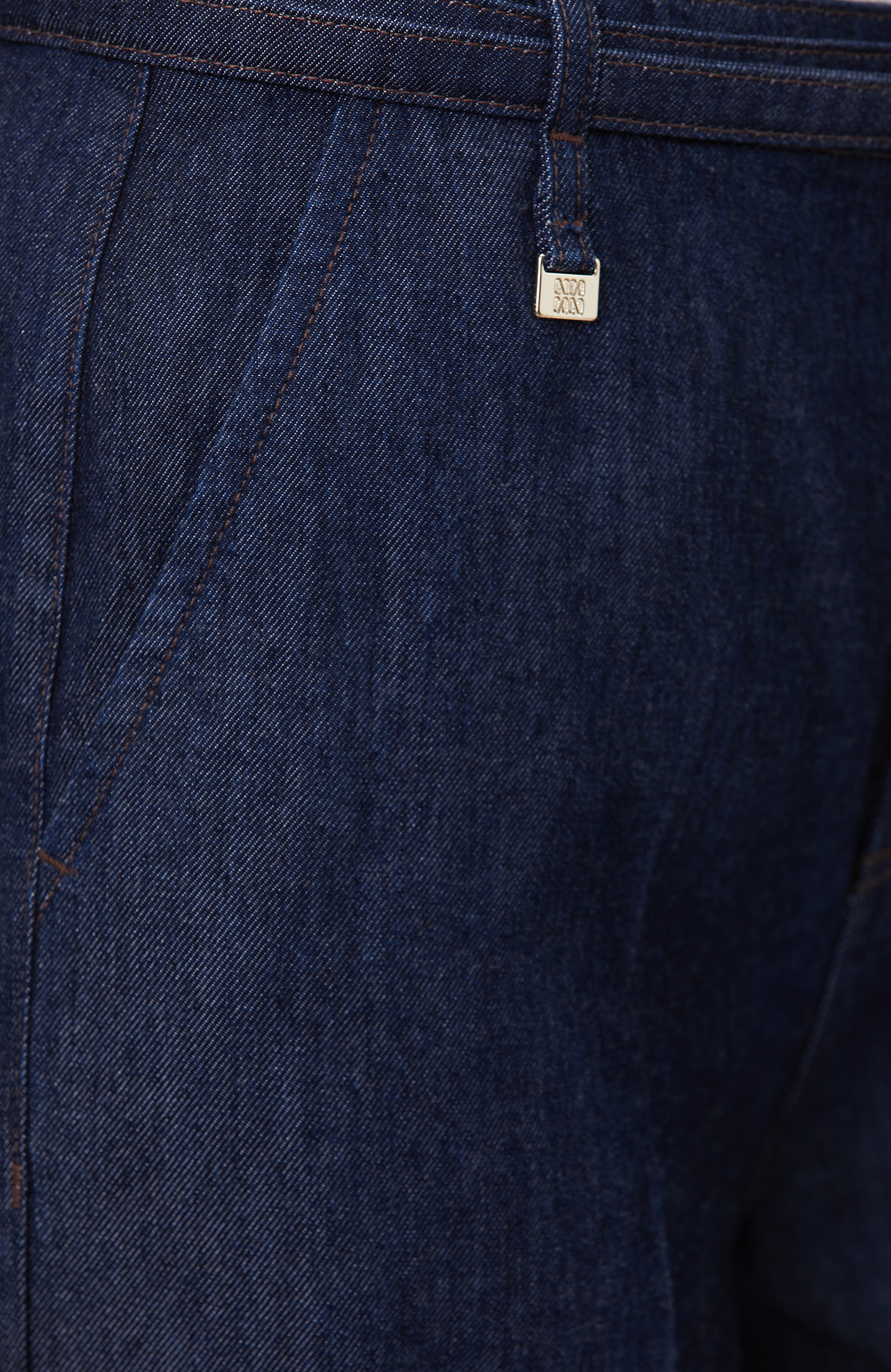 Lacivert Ütü İzli Wide Straight Denim Pantolon