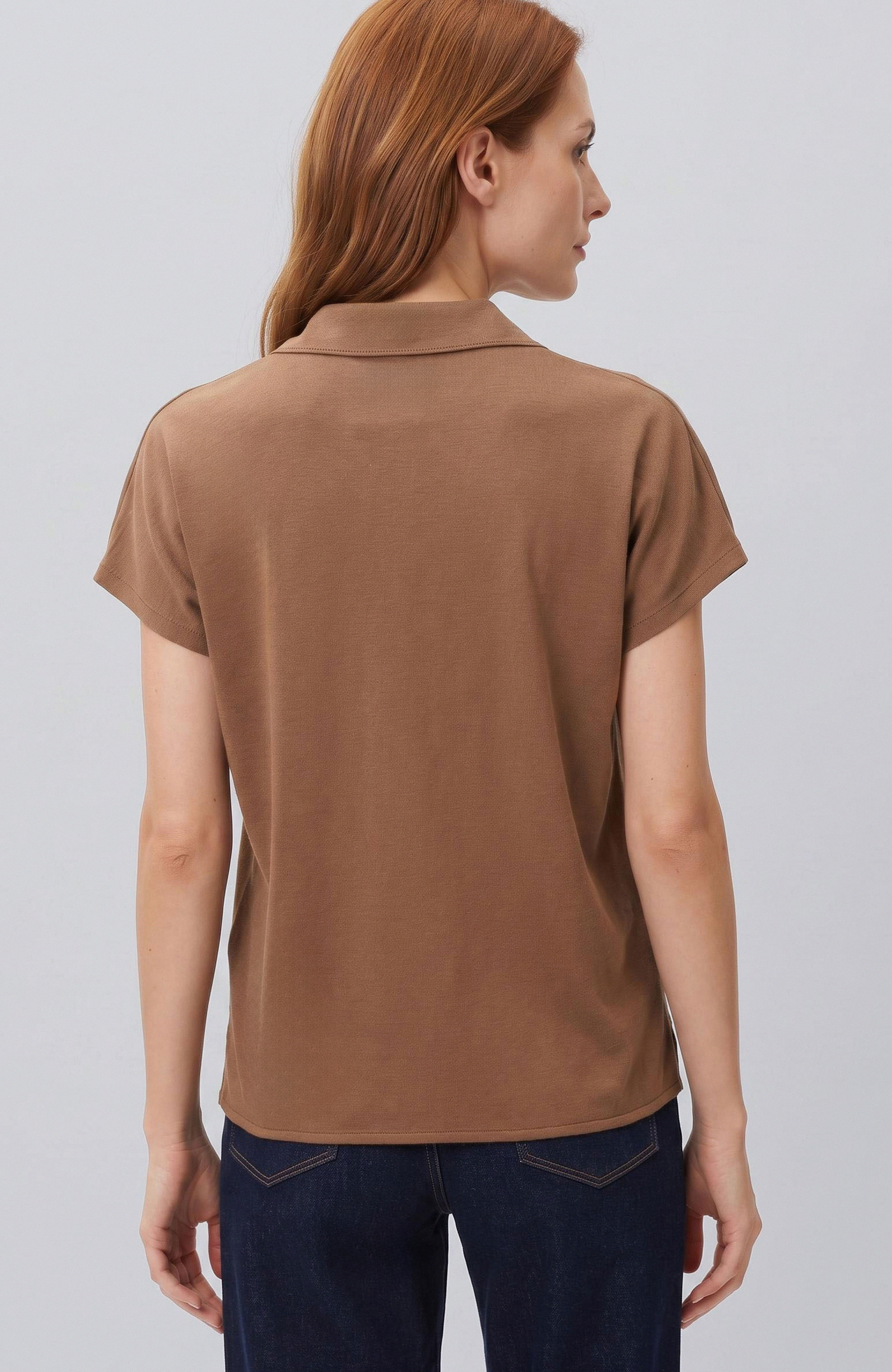 Kahverengi Gömlek Yaka T-shirt